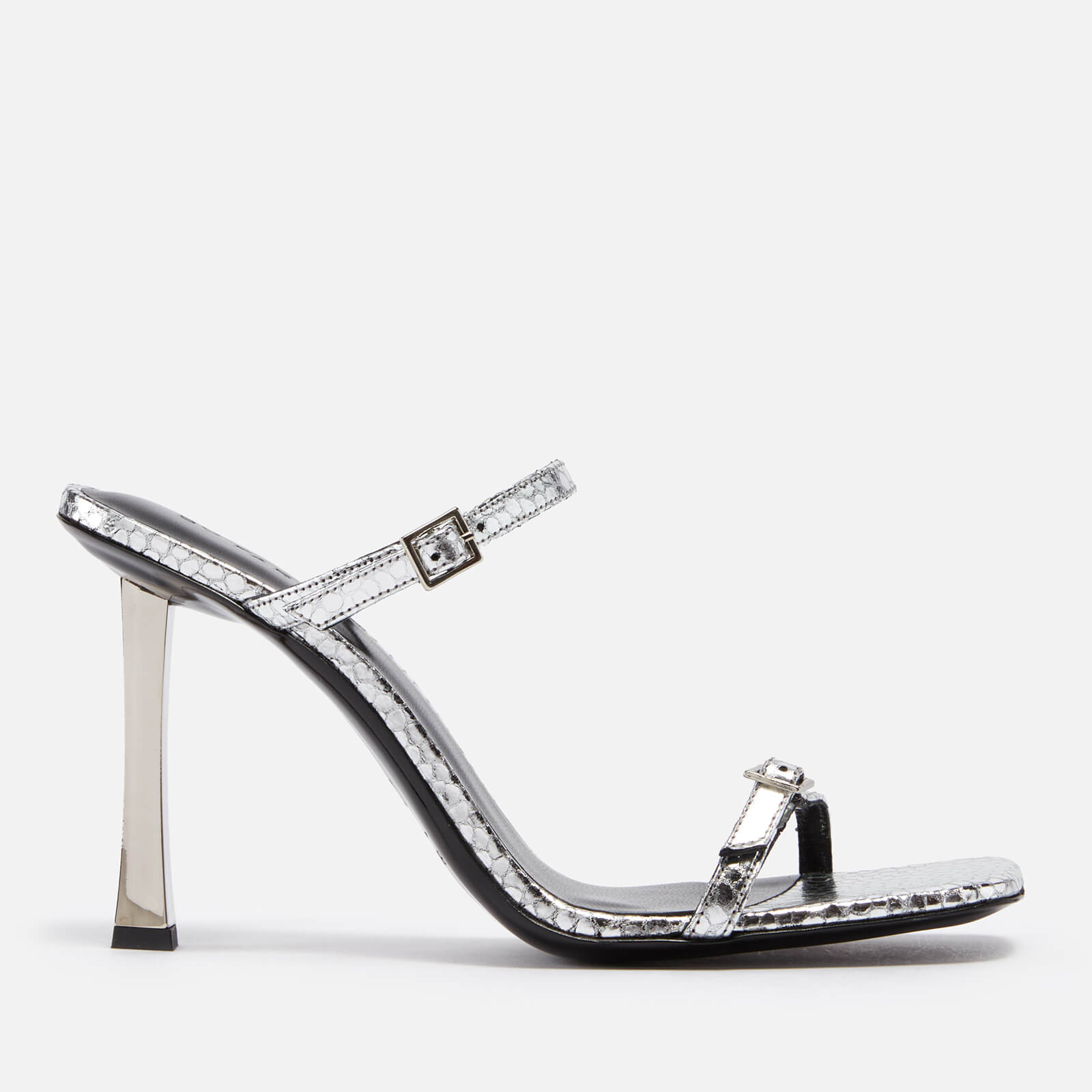 BY FAR Women's Flick Flagstone Leather Heeled Sandals - Silver - UK 3