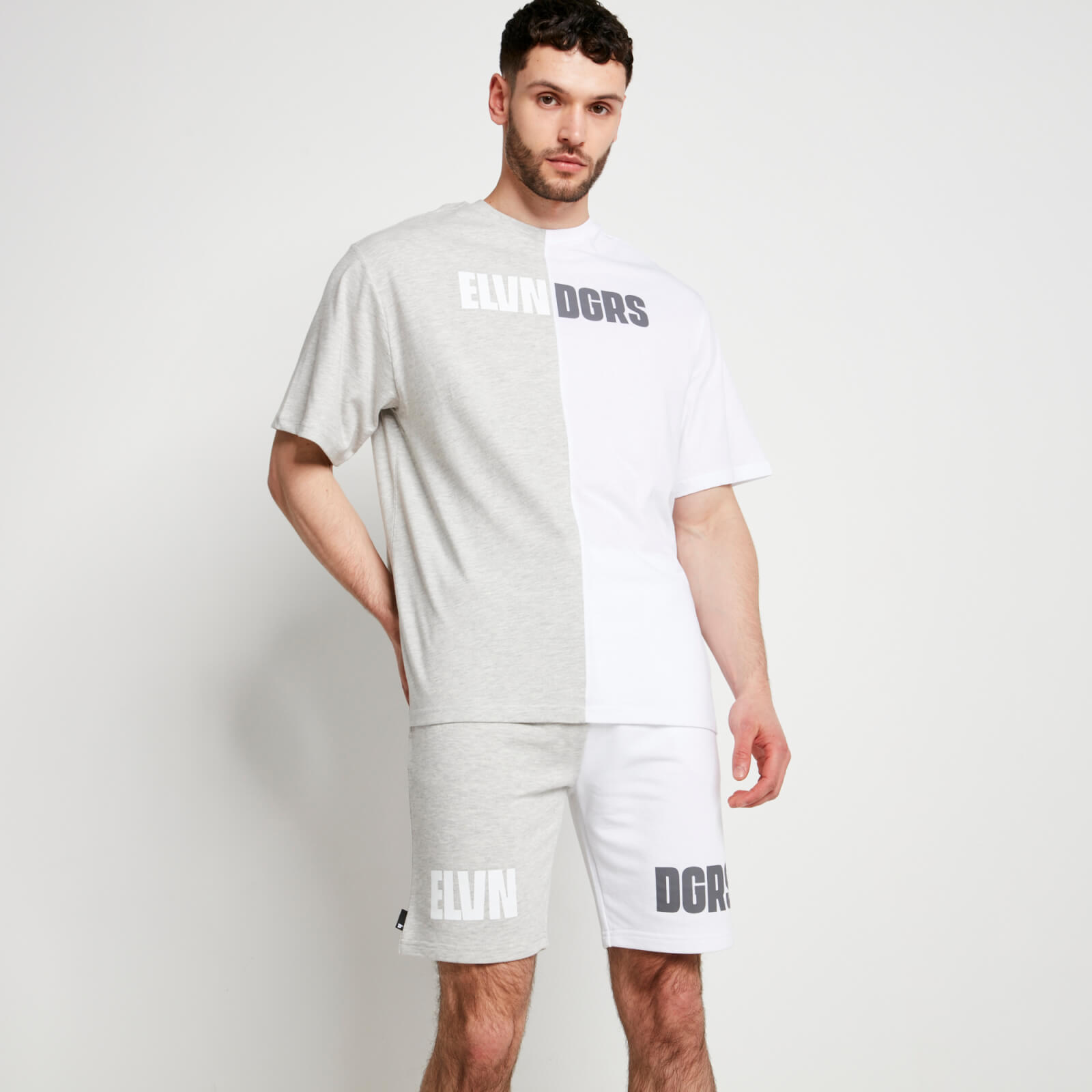 duo t-shirt – white / grey marl - l