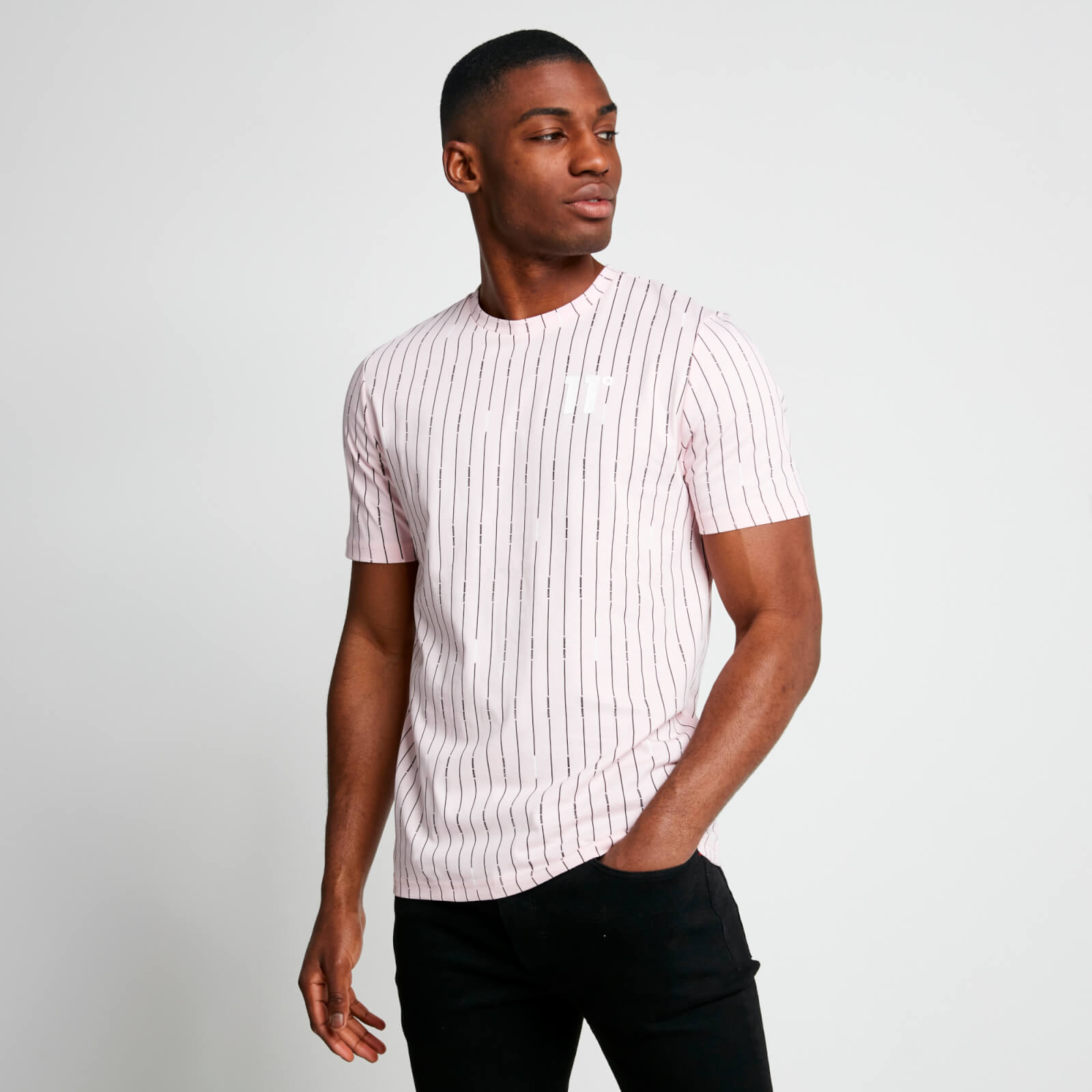 stripe v t-shirt – light pink - xs