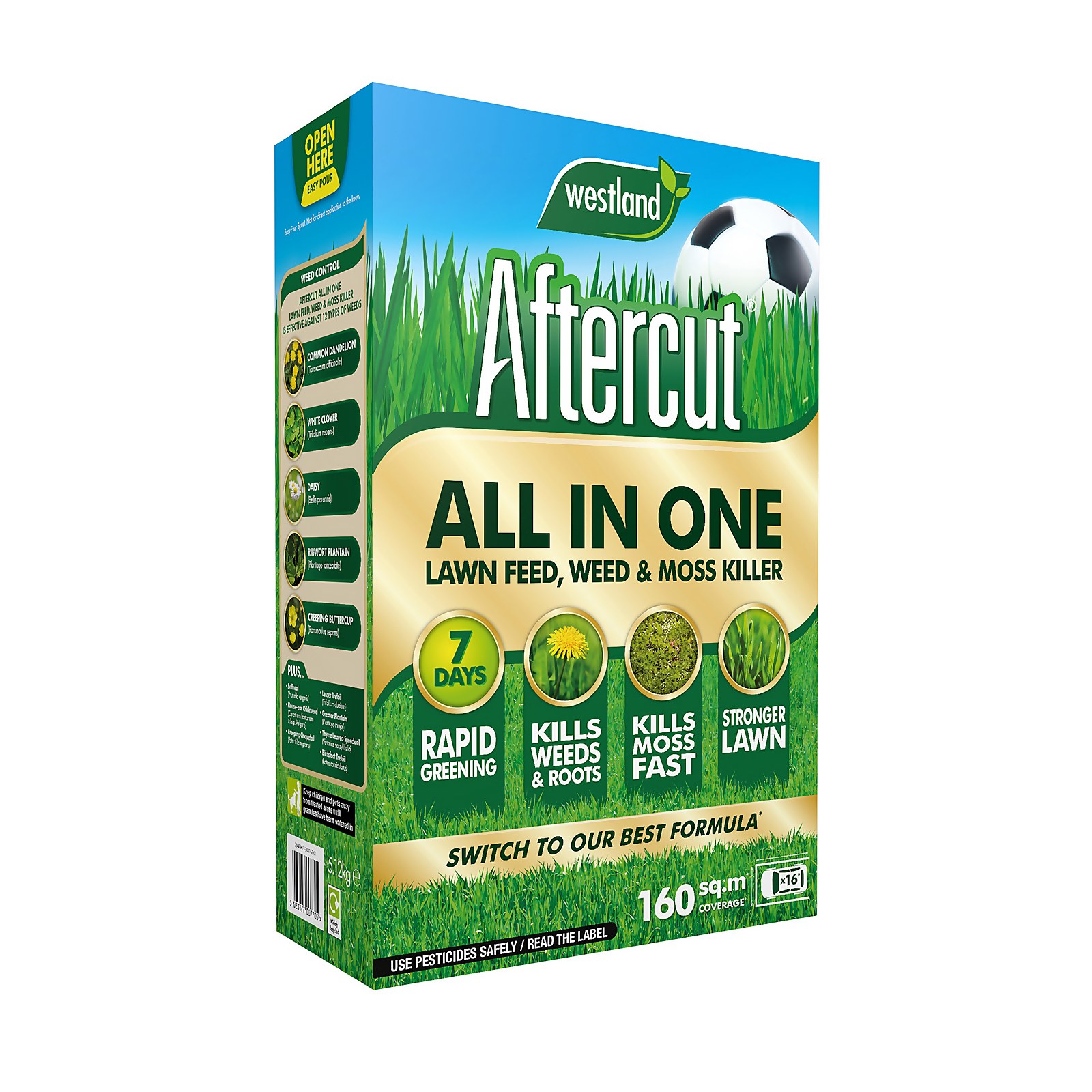 Aftercut All In One Lawn Feed, Weed & Moss Killer 160m2 Box