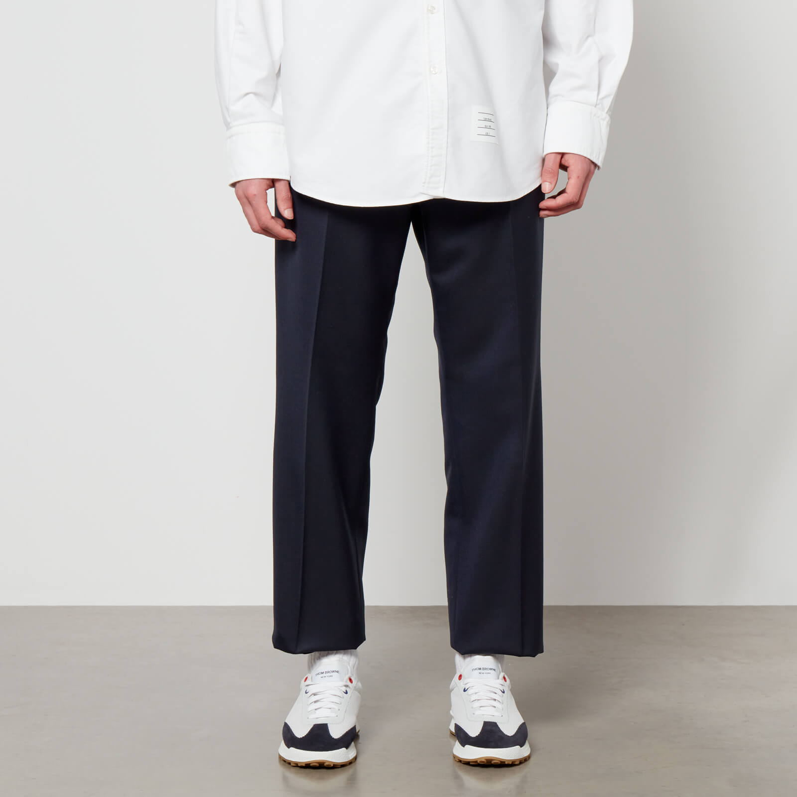 thom browne cropped wool-twill straight-leg trousers - 2/m