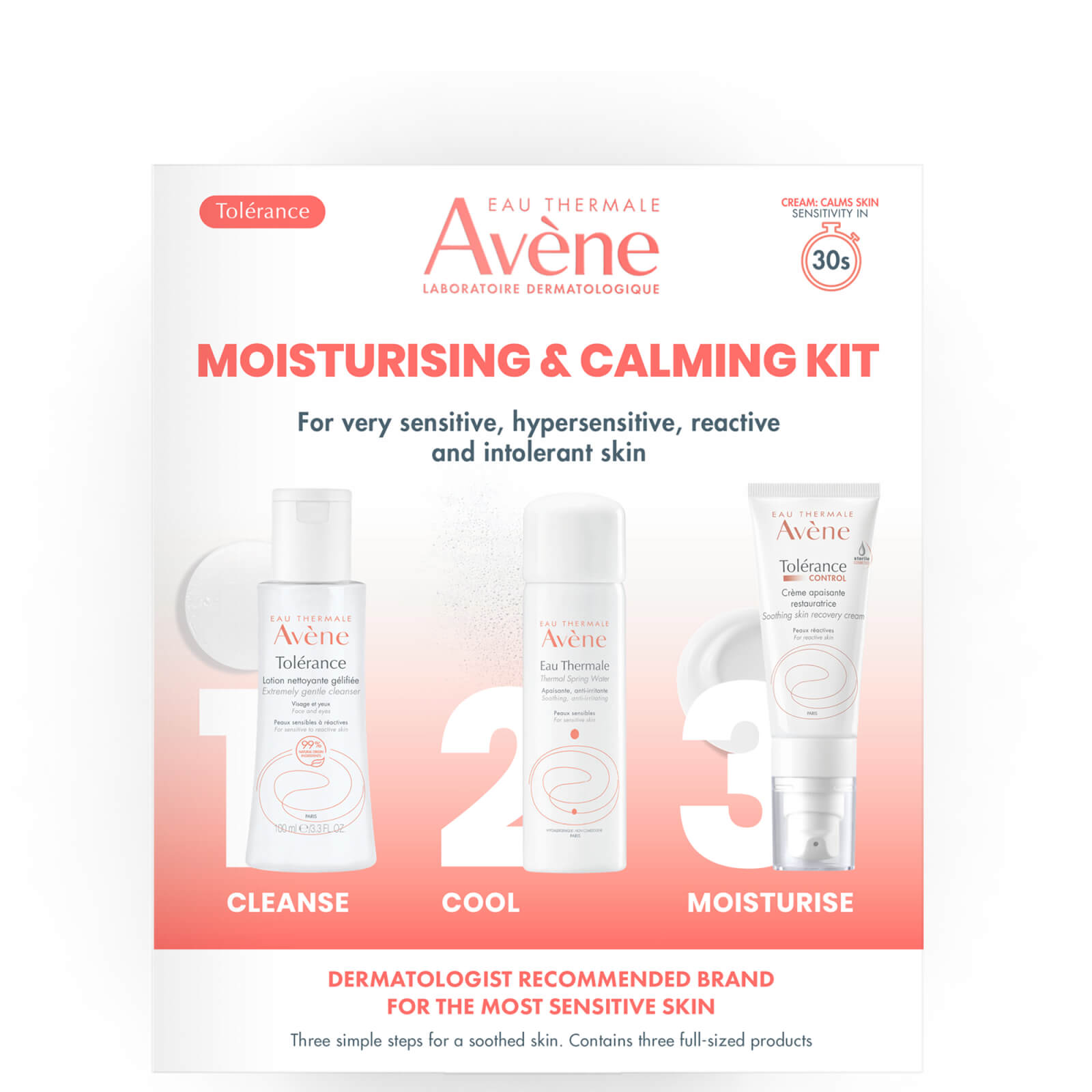 Avene Moisturising And Calming 3-step Routine For Very Sensitive Skin