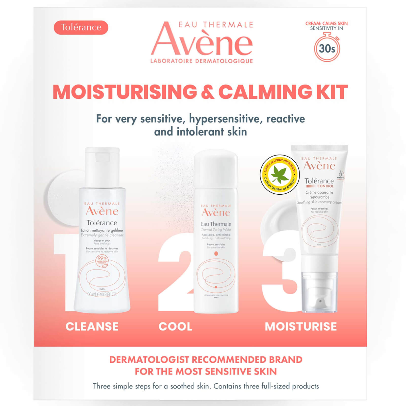 Avene Moisturising And Calming 3-Step Routine For Very Sensitive Skin