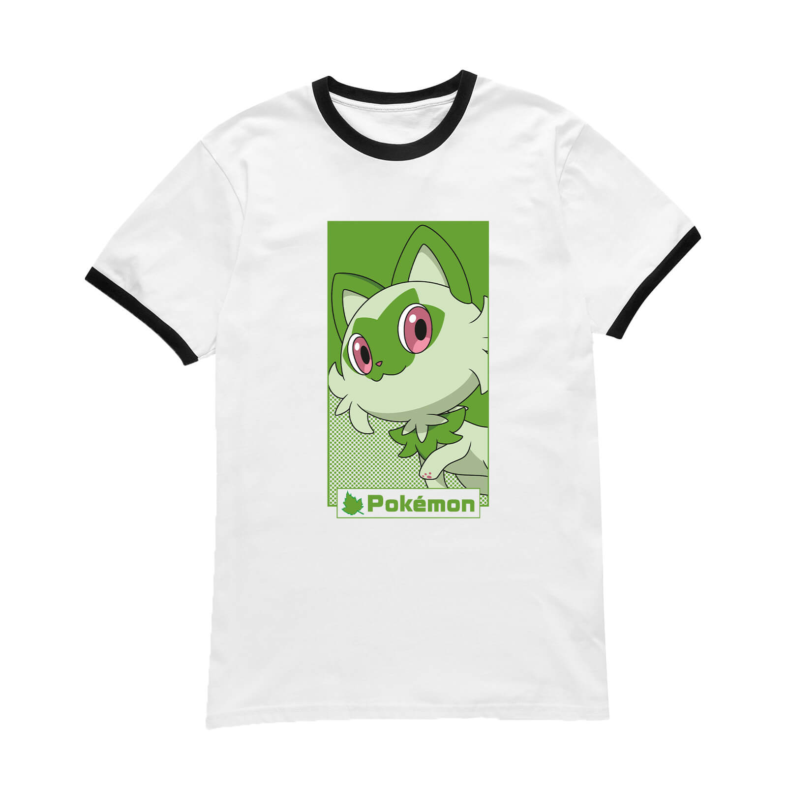

Pokémon Sprigatito Unisex Ringer T-Shirt - White/Black - XL - White/Black