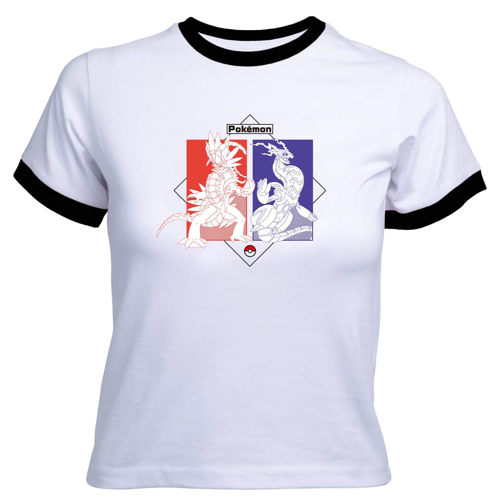 

Pokémon Legendary Women's Cropped Ringer T-Shirt - White Black - M - White Black