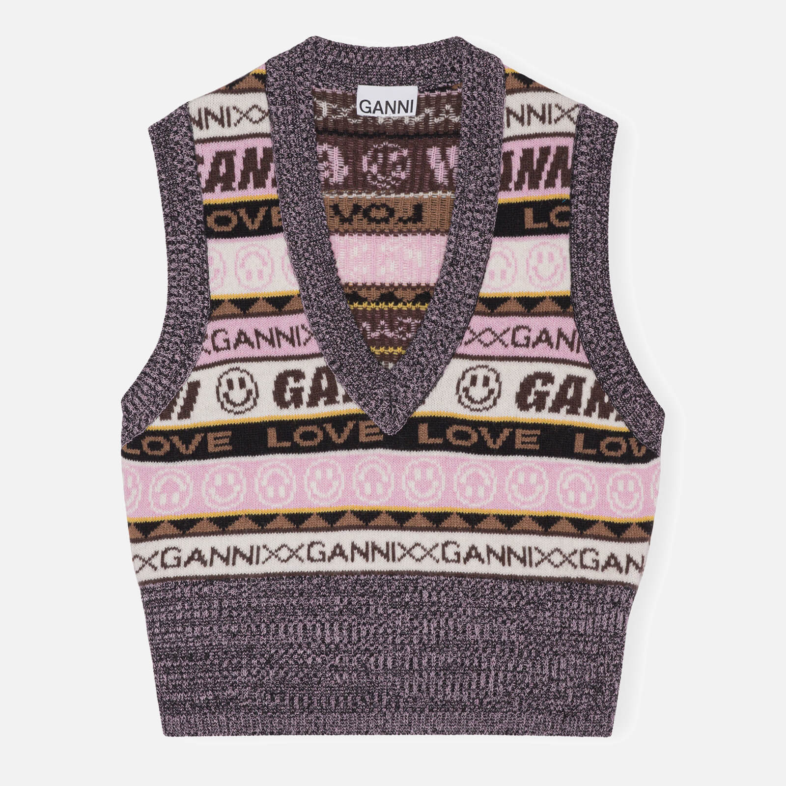 Ganni Graphic Cropped Wool-Blend Vest - XL product