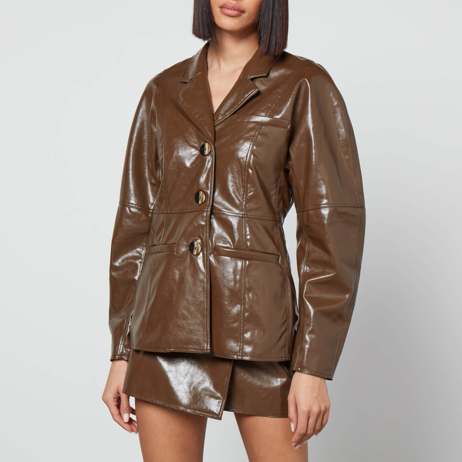 Ganni Patent Faux Leather Blazer - EU 38/UK 10