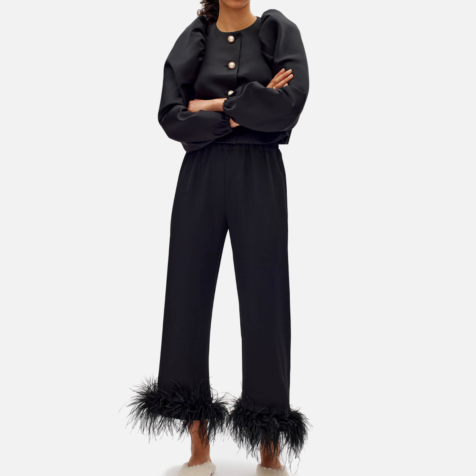 Sleeper Women's Pants Party with Feathers - Black - XS