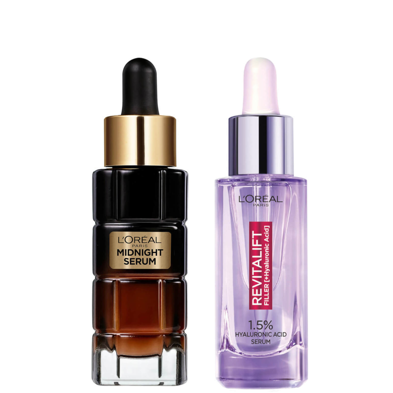 L'Oreal Paris Plump and Glow Serums Bundle with 1.5% Hyaluronic Acid, Vitamin E and Anti-Oxidants