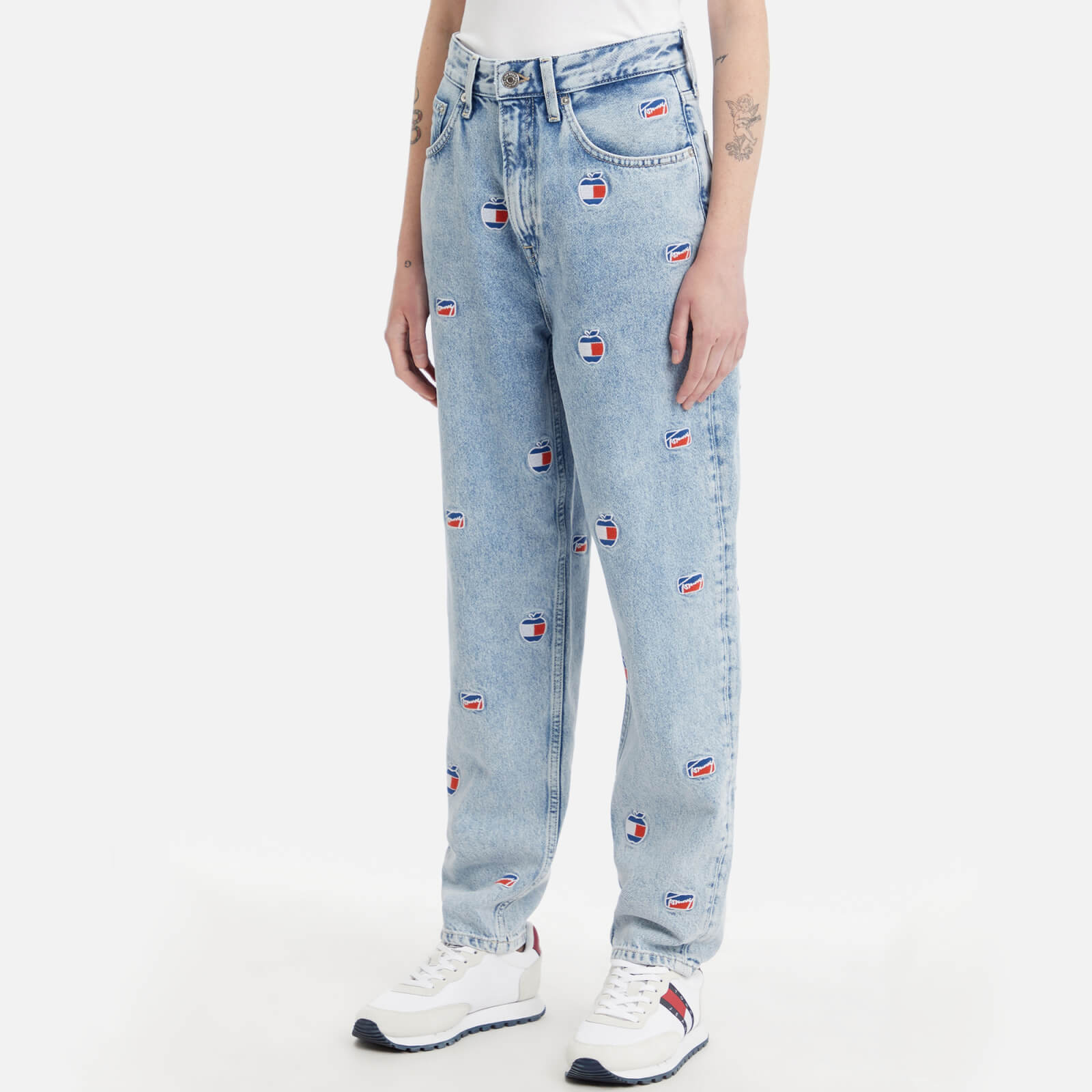 Tommy Jeans Mom Logo-Appliqued Cotton-Denim Jeans