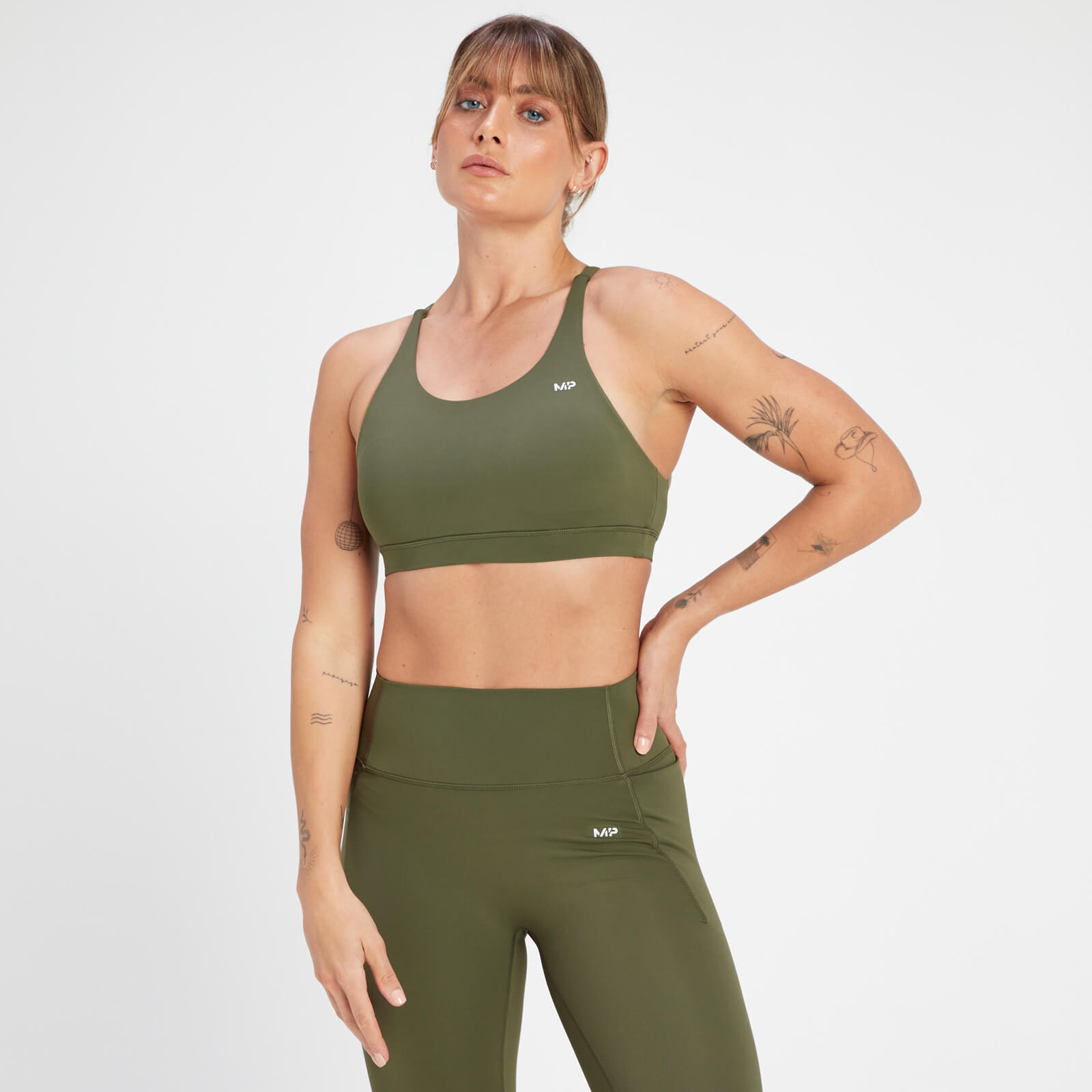 5059883242439 - Damen Adapt Sport-BH mit Trägern – Olivgrün  - XXL