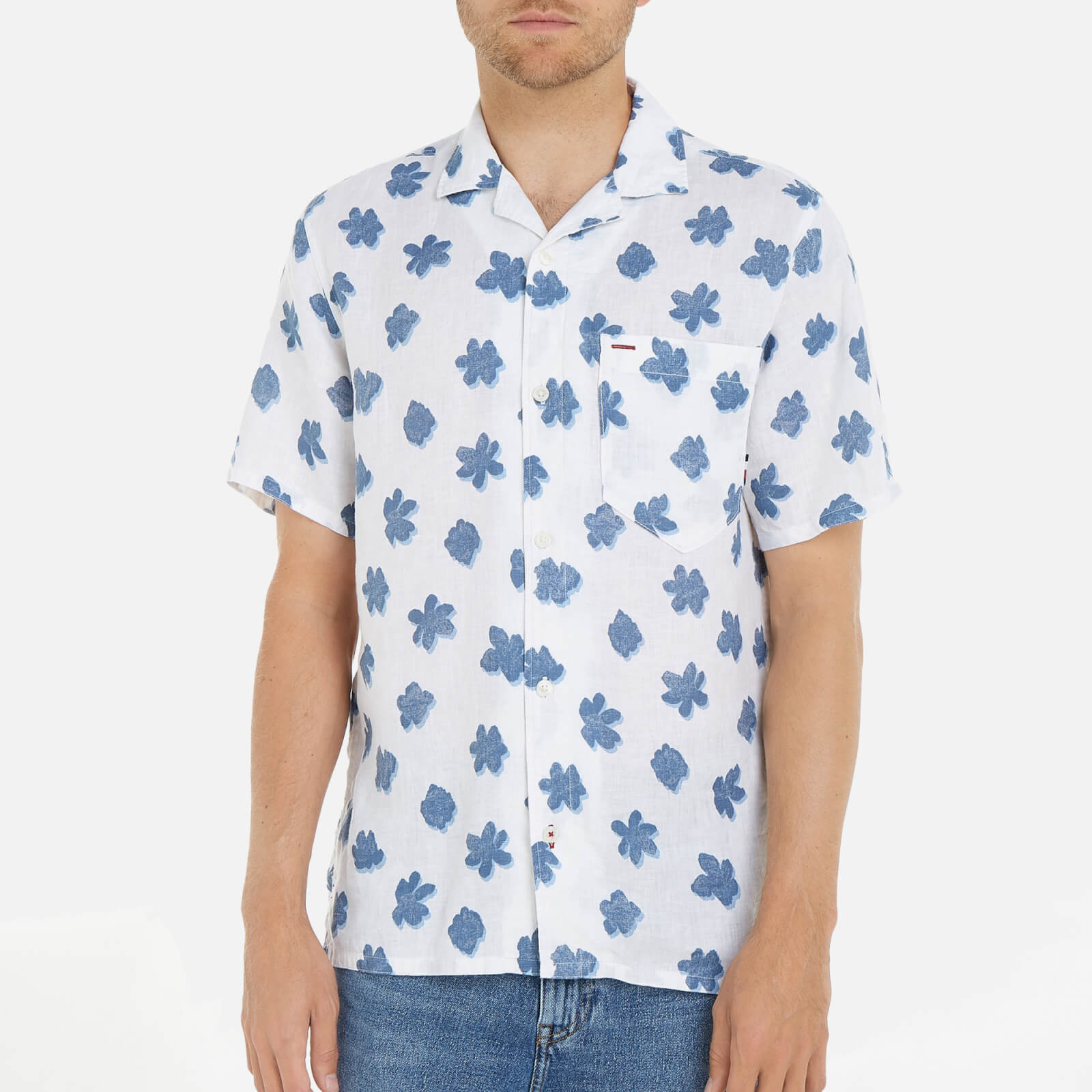 Tommy Hilfiger Mono Flower Short Sleeve Linen Shirt