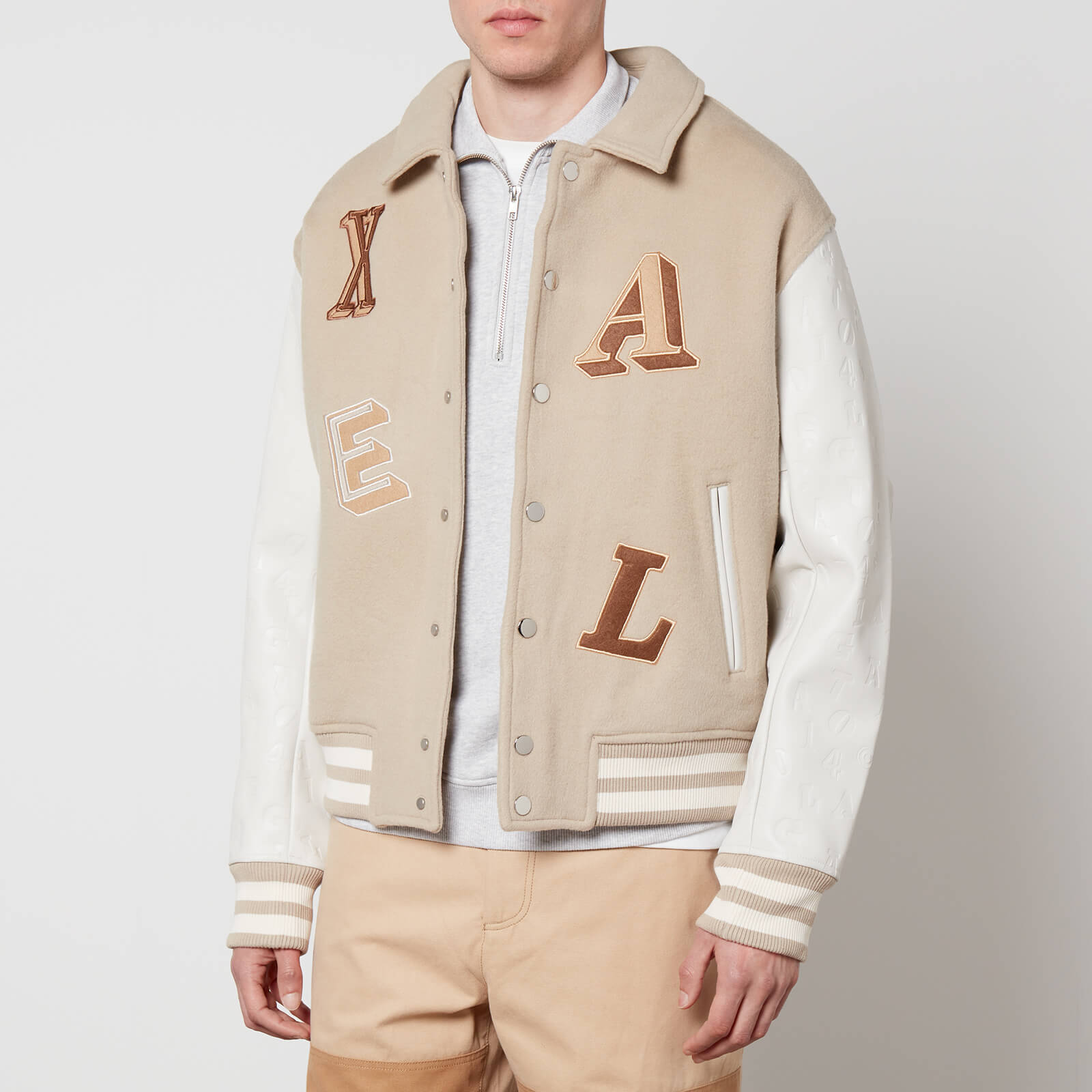 Axel Arigato Men's Typo Varsity Jacket - Pale Beige/Off White - M
