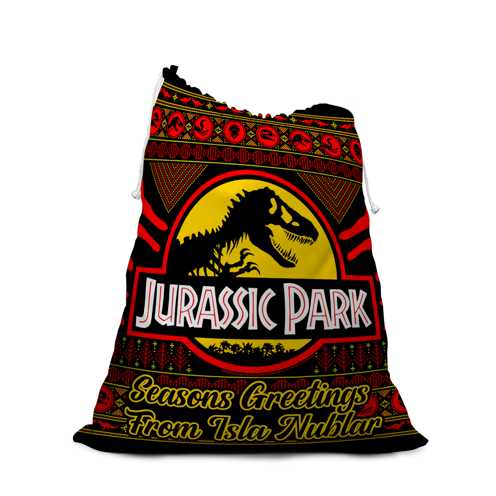 

Seasons Greetings From Isla Nublar Christmas Santa Sack