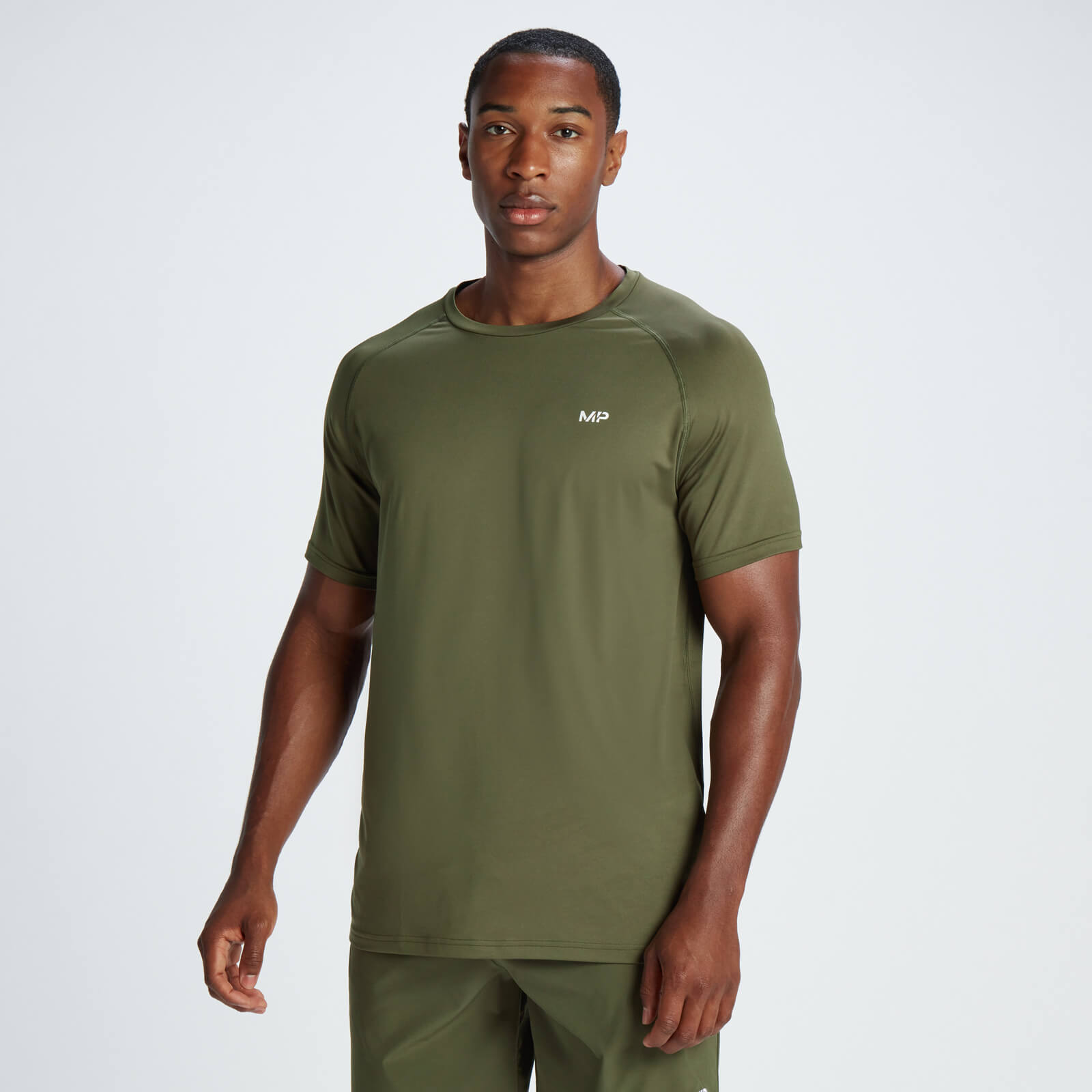 5059883255484 - Herren Training Kurzarm-T-Shirt – Olivgrün - XL