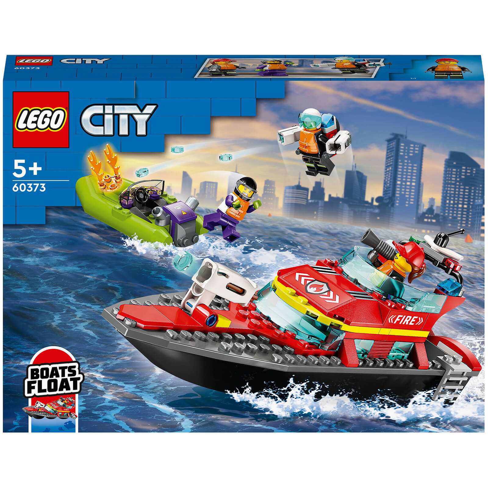 LEGO City: Fire Rescue Boat Toy, Floats on Water Set (60373)