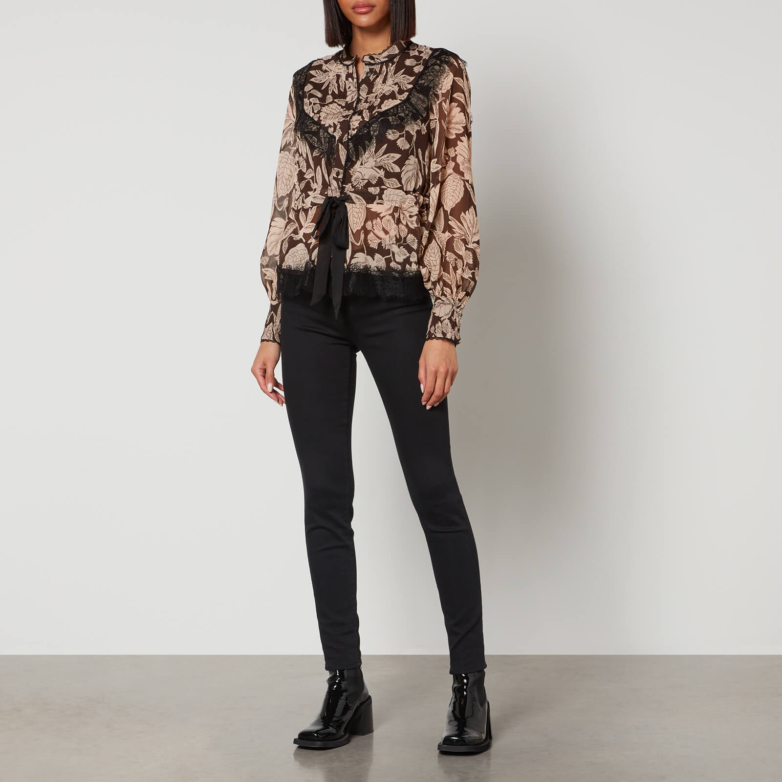 ted baker alness lace-trimmed chiffon blouse - uk 6