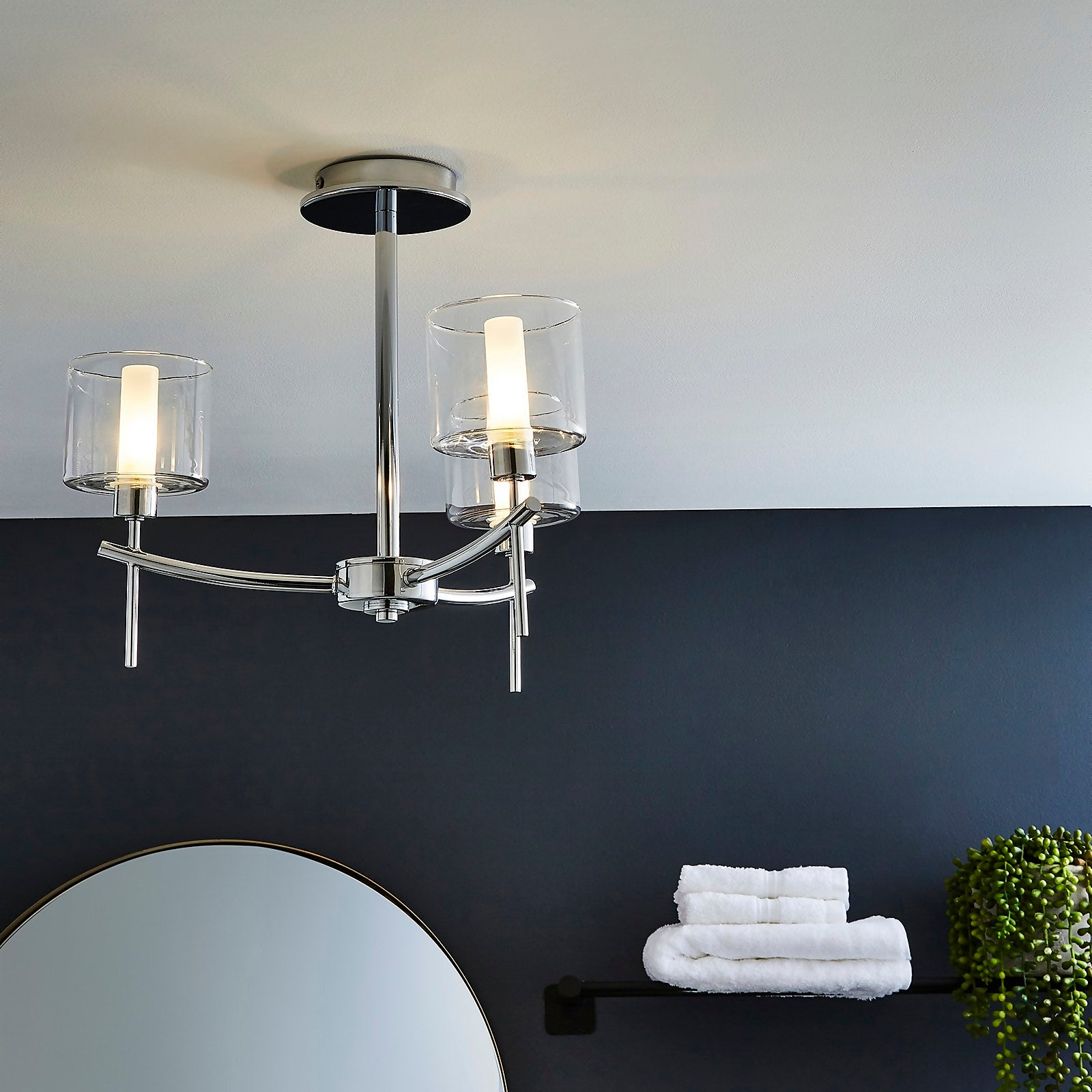 Homebase Edit - Montreal Classic 3lt Flush Bathroom Light - Chrome thumbnail