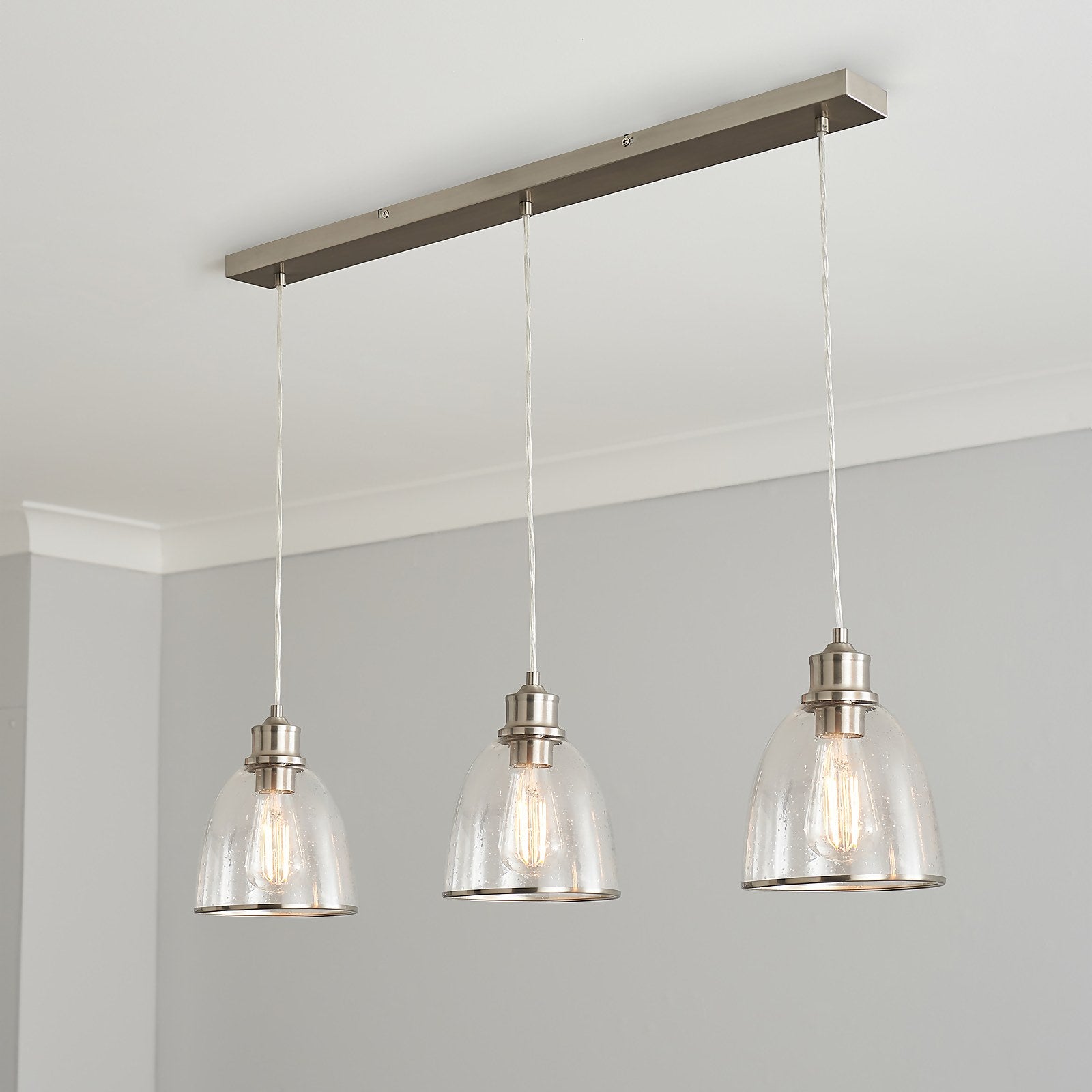 Homebase Edit - Windermere 3lt Diner Bar Ceiling Light - Satin Nickel thumbnail