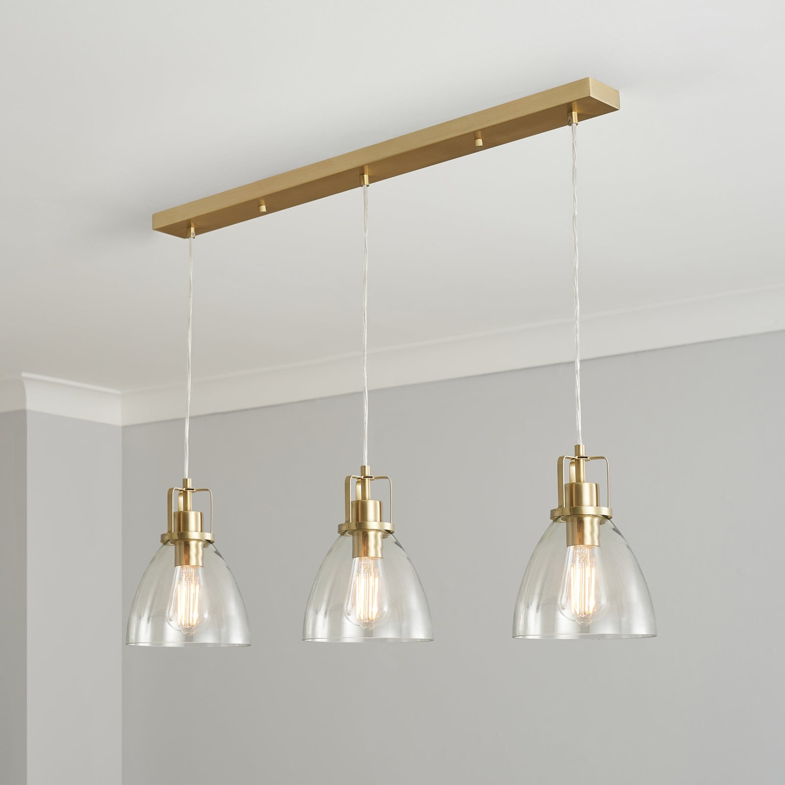 Homebase Edit - Berkeley 3lt Diner Pendant Ceiling Light - Satin Brass thumbnail