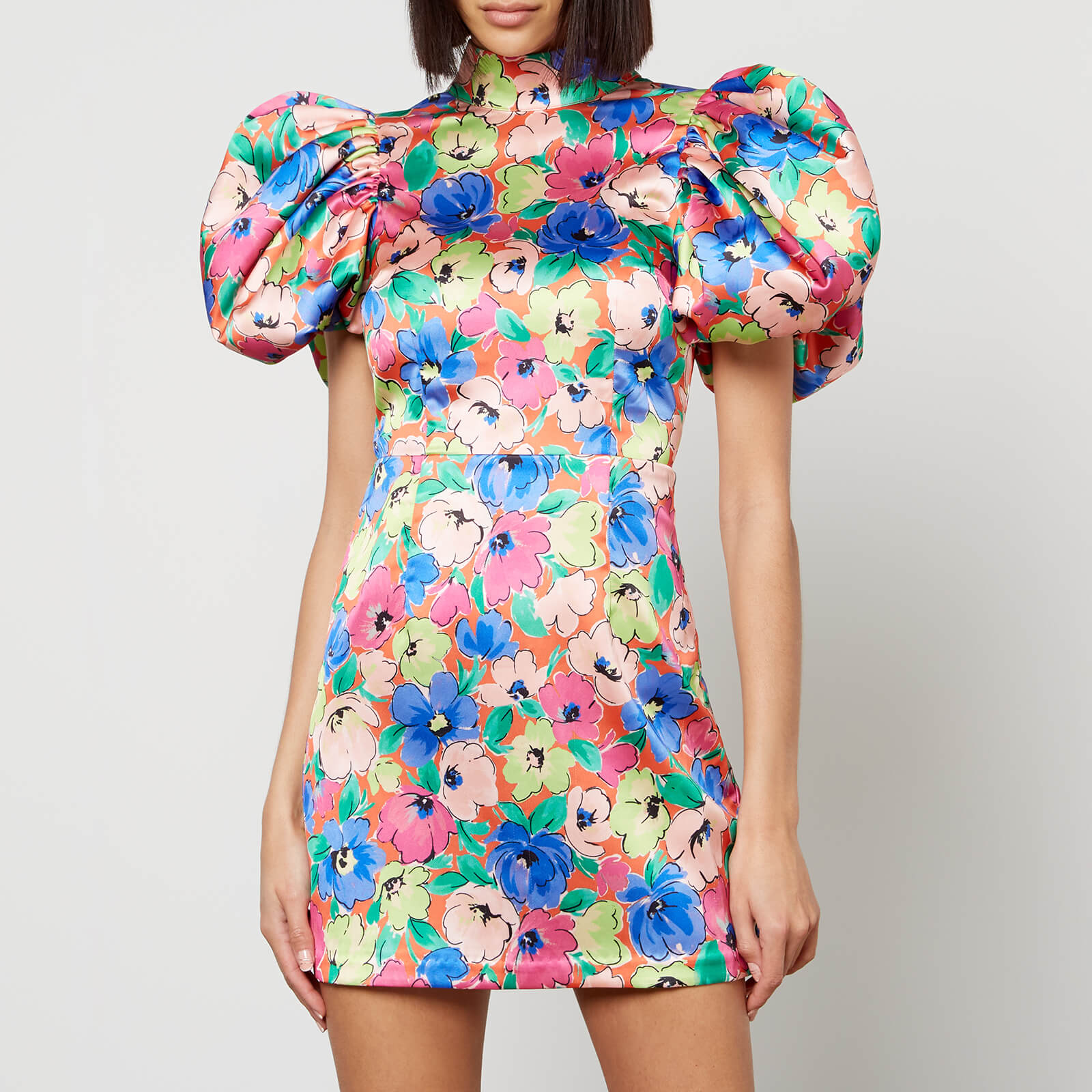 Rotate Birger Christensen Cutout Floral Satin Mini Dress - DK 32/UK 4