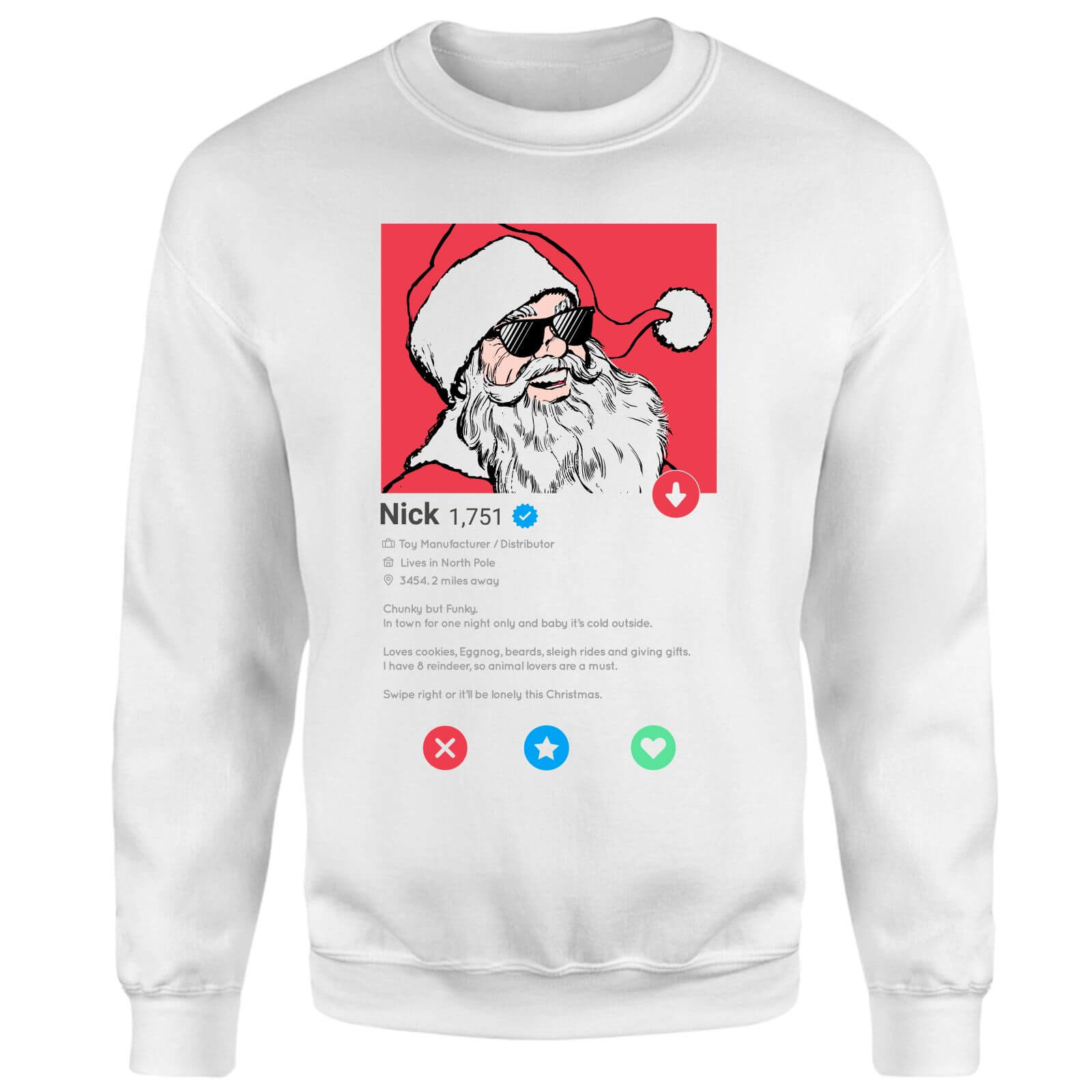 Santa Dating Profile Sweatshirt - White - M - White