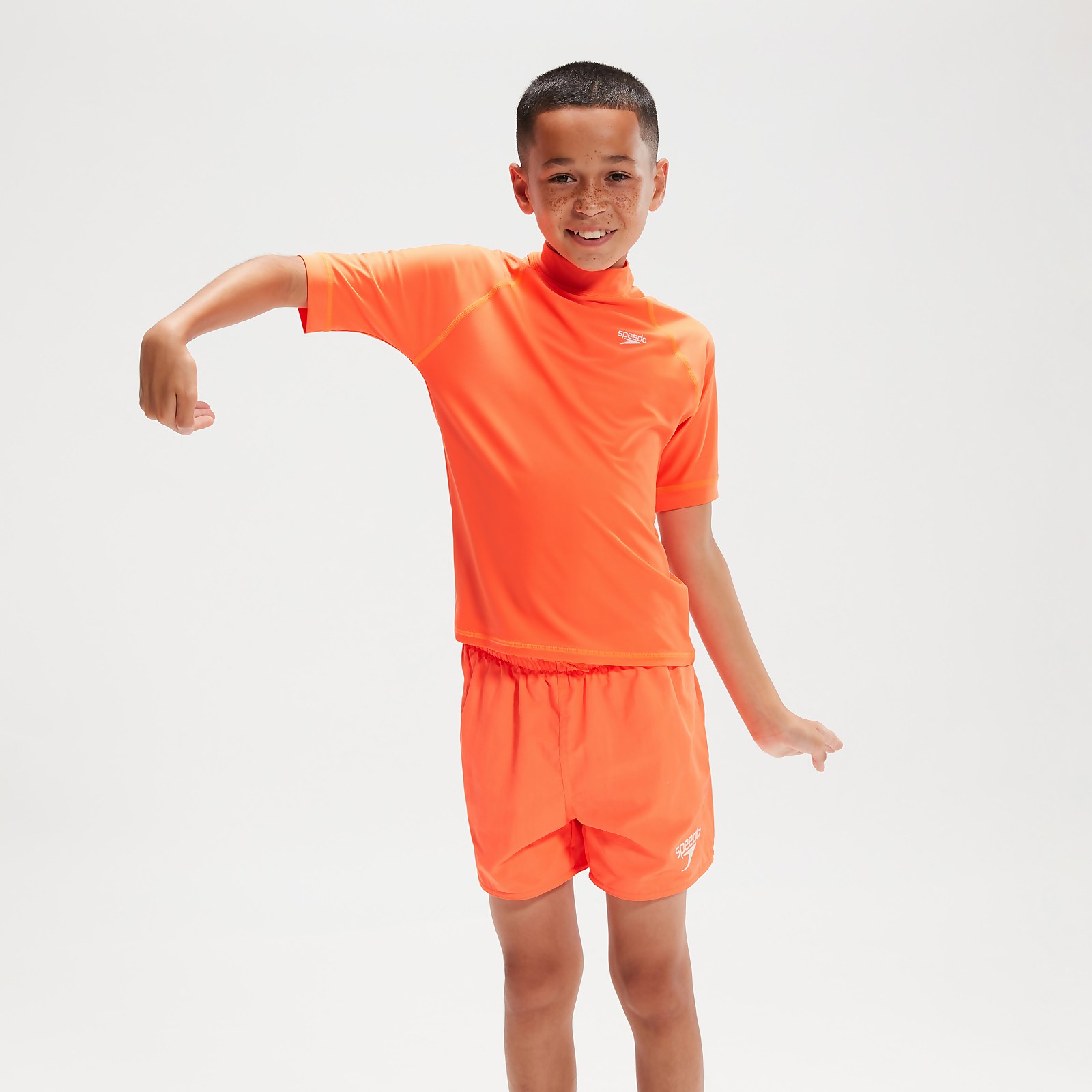 Boys' Printed Short Sleeve Rash Top Orange
