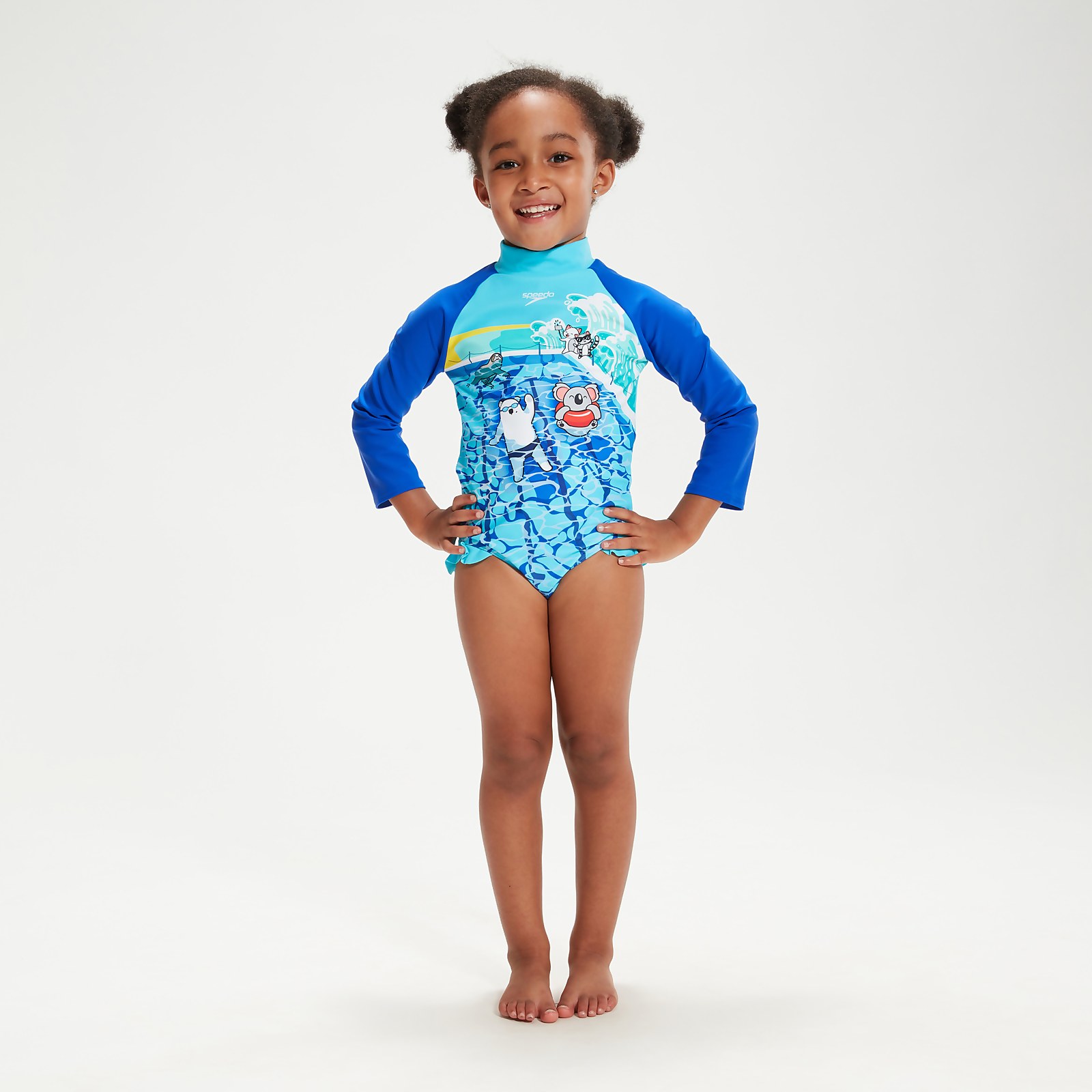 Infant Girls' Long Sleeve Frill Swimsuit Blue