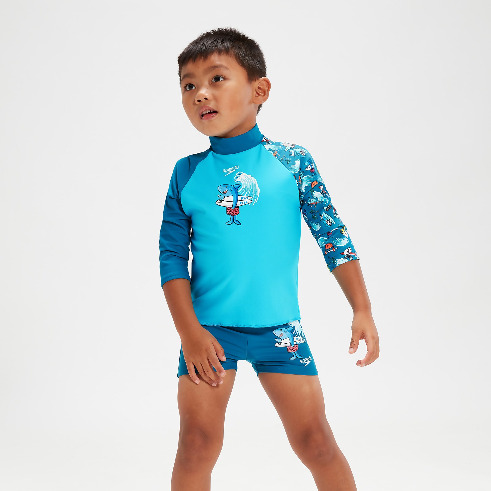 Bedrucktes Rash-Top mit langen Ärmeln für Jungen im Kleinkindalter Blau