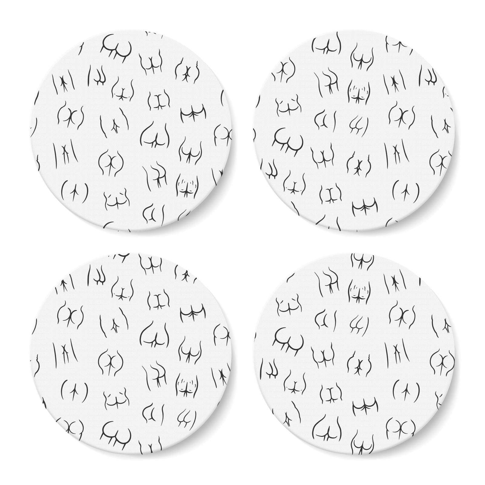 Cheeks Pattern Round Coaster Set