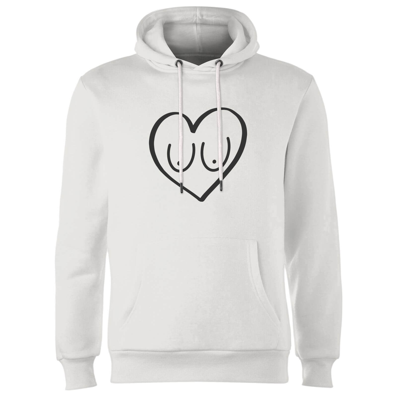 Boob Heart Hoodie - White - L - White
