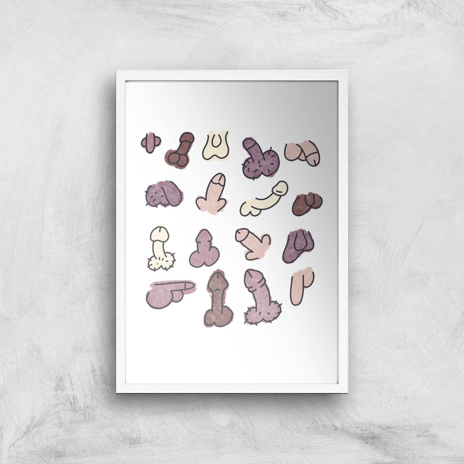 Peckers Giclee Art Print - A3 - White Frame