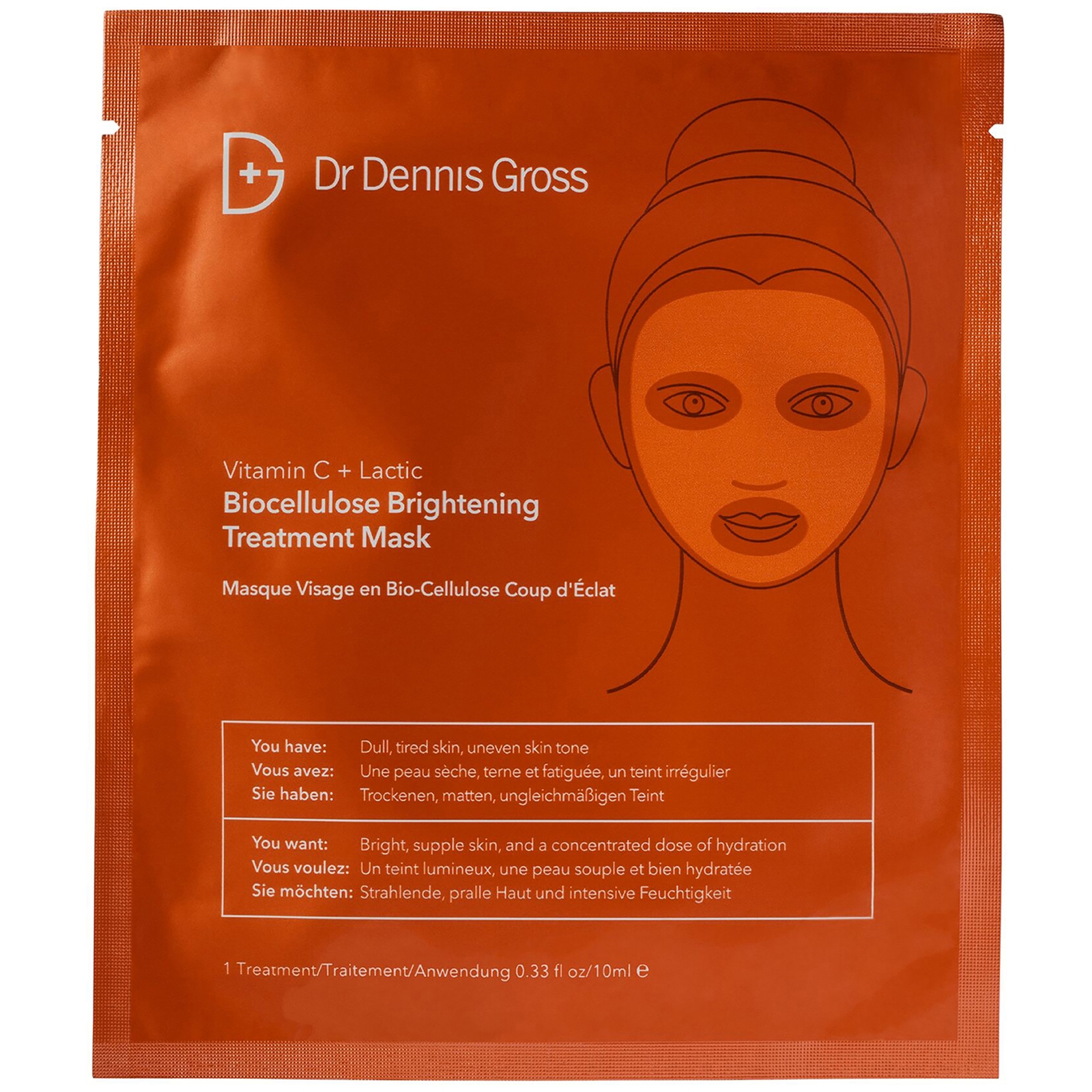 

Dr Dennis Gross Skincare Vitamin C and Lactic Biocellulose Brightening Treatment Mask 10ml