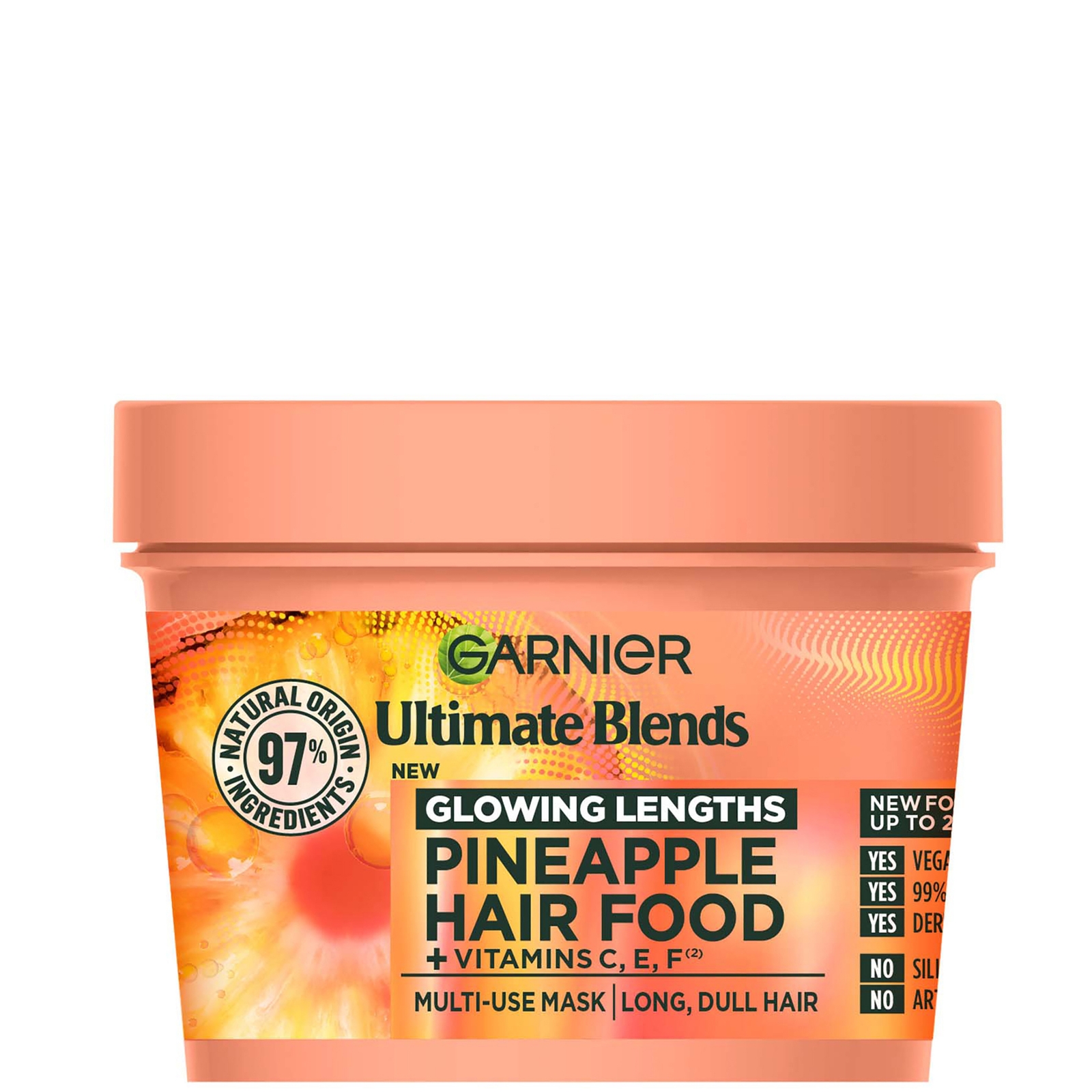 Image of Garnier Ultimate Blends Glowing Lengths Pineapple and Amla Hair Food 3-in-1 Hair Mask Treatment 400ml