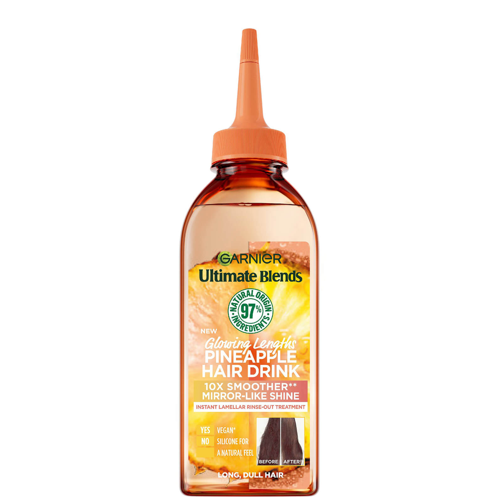 Image of Garnier Ultimate Blends Glowing Lengths Pineapple Hair Drink Liquid Conditioner for Long Dull Hair 200ml