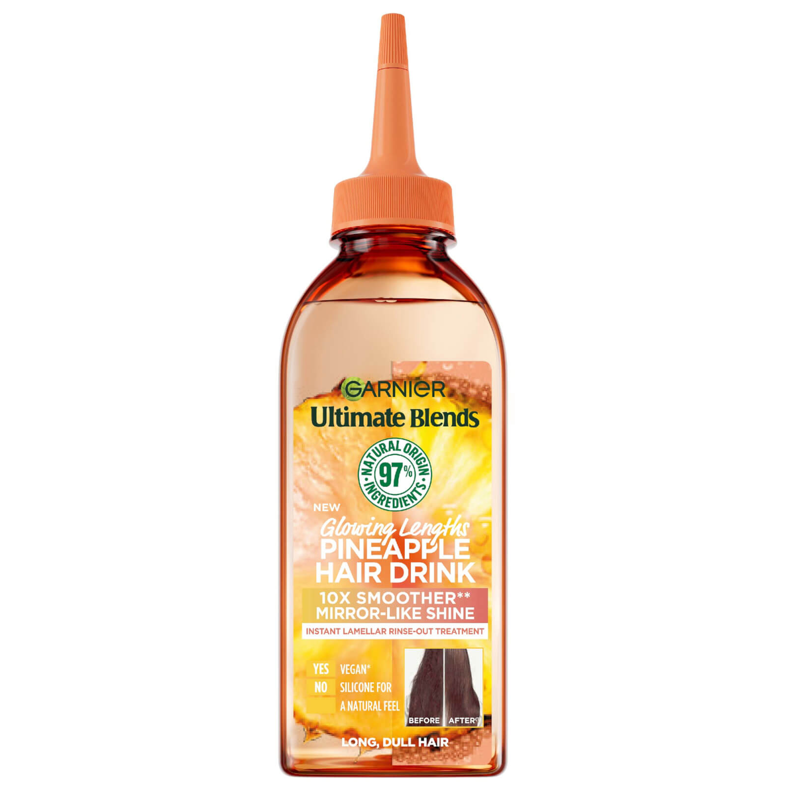 Garnier Ultimate Blends Glowing Lengths Pineapple Hair Drink Liquid Conditioner For Long Dull Hair 200ml In Brown