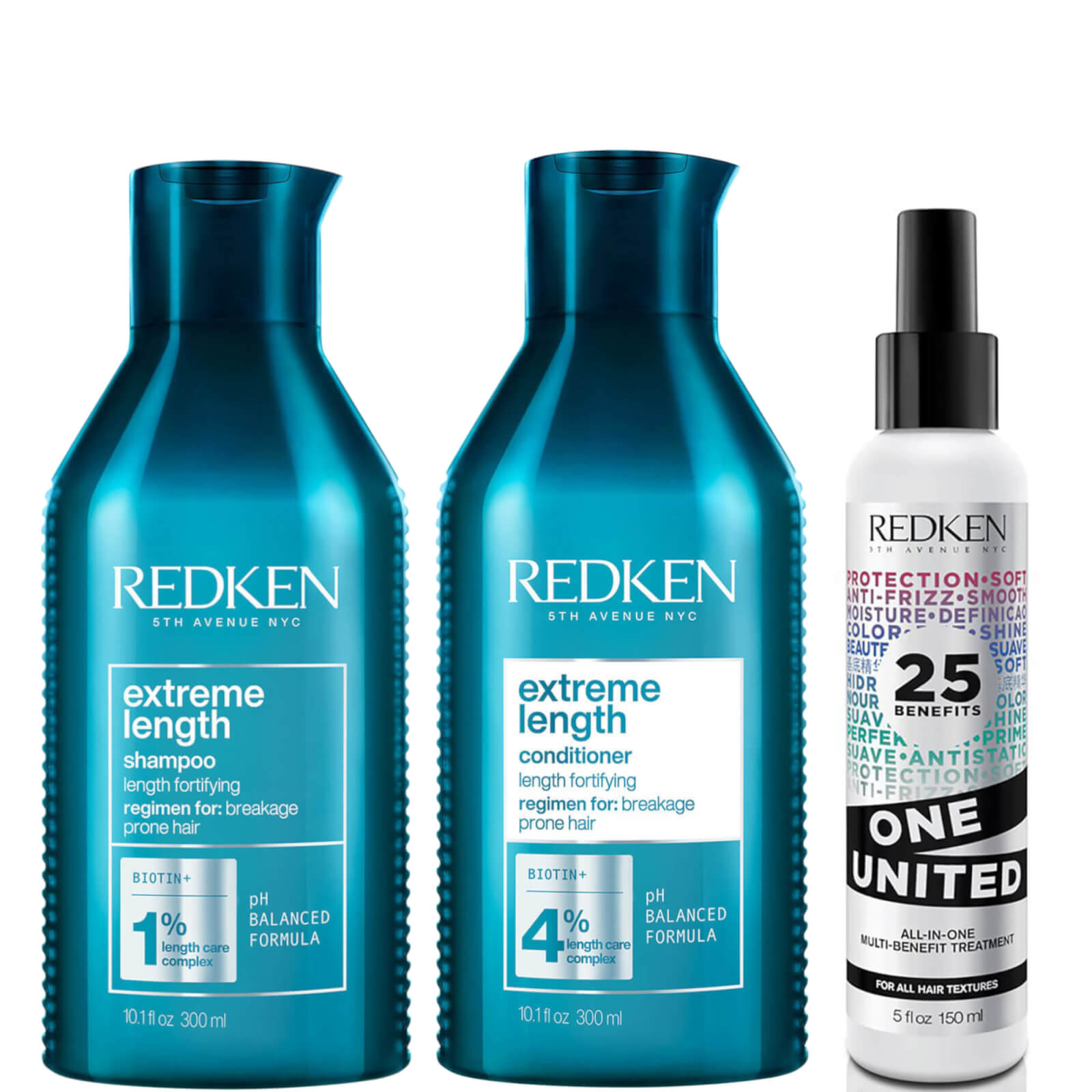 Redken Extreme Length Shampoo, Conditioner and One United Hair Bundle