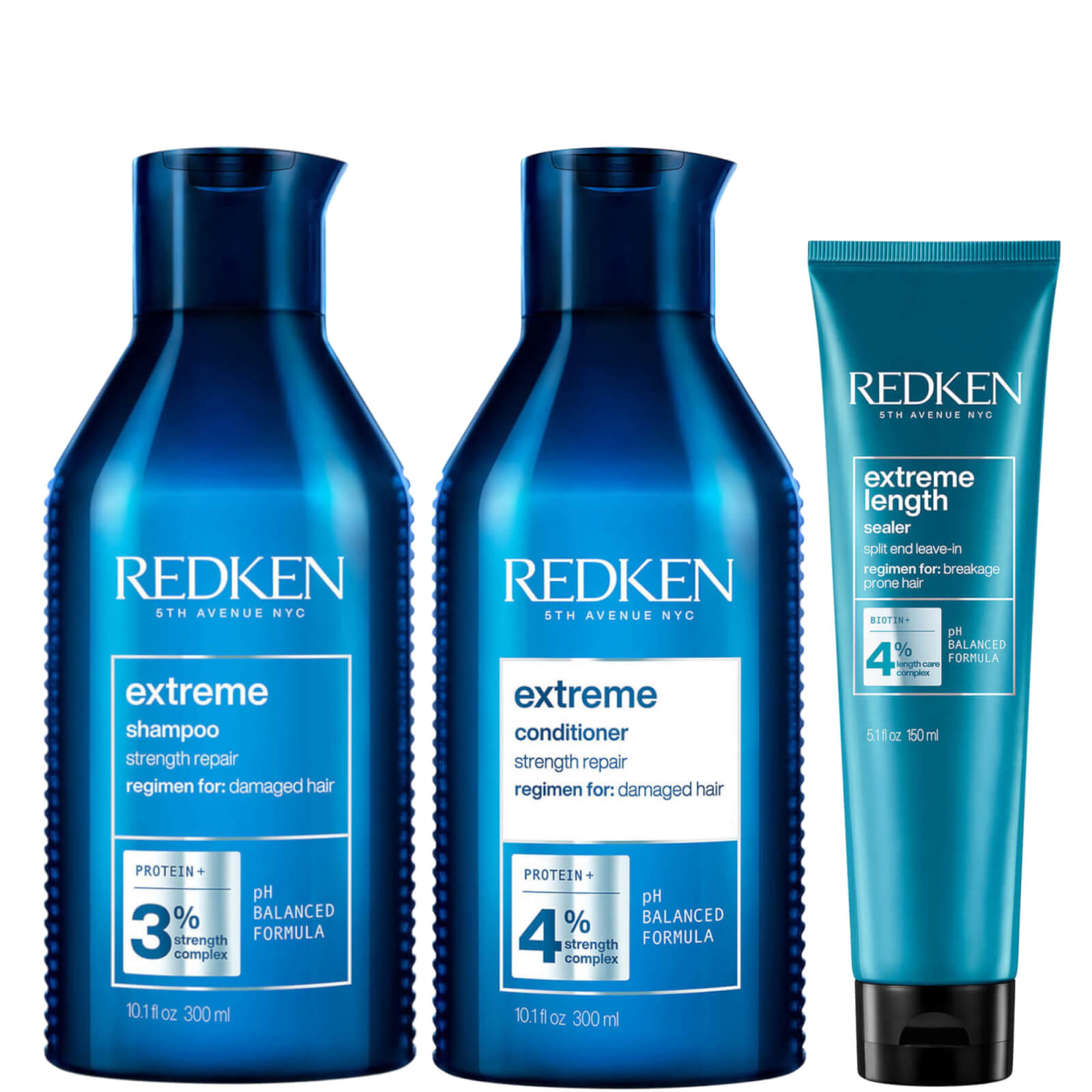 Image of Redken Extreme Shampoo, Conditioner and Extreme Length Sealer Leave-in Treatment Bundle