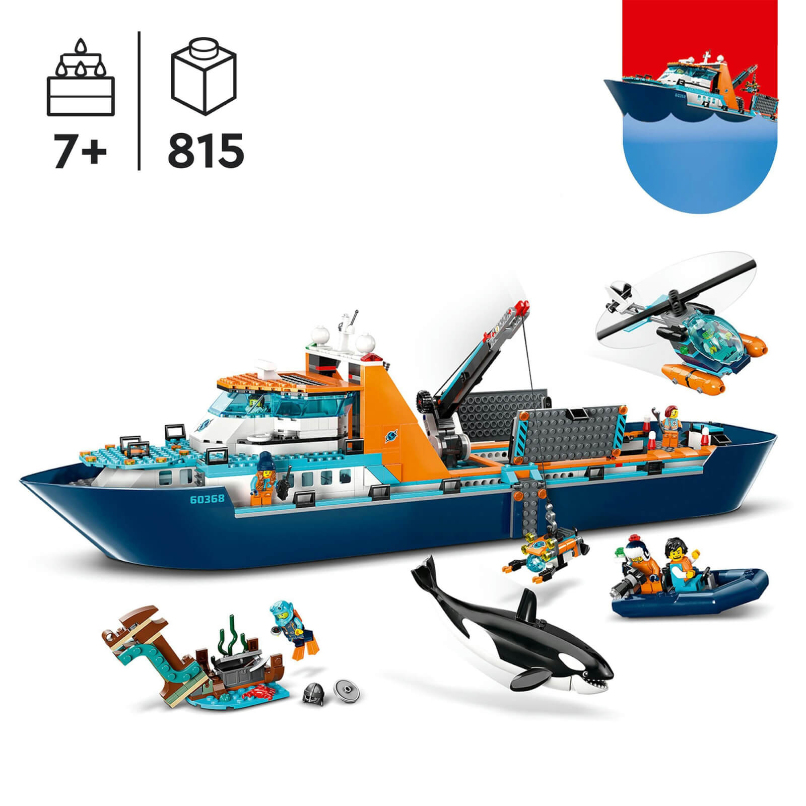 LEGO City: Arctic Explorer Ship, Big Floating Boat Toy (60368)