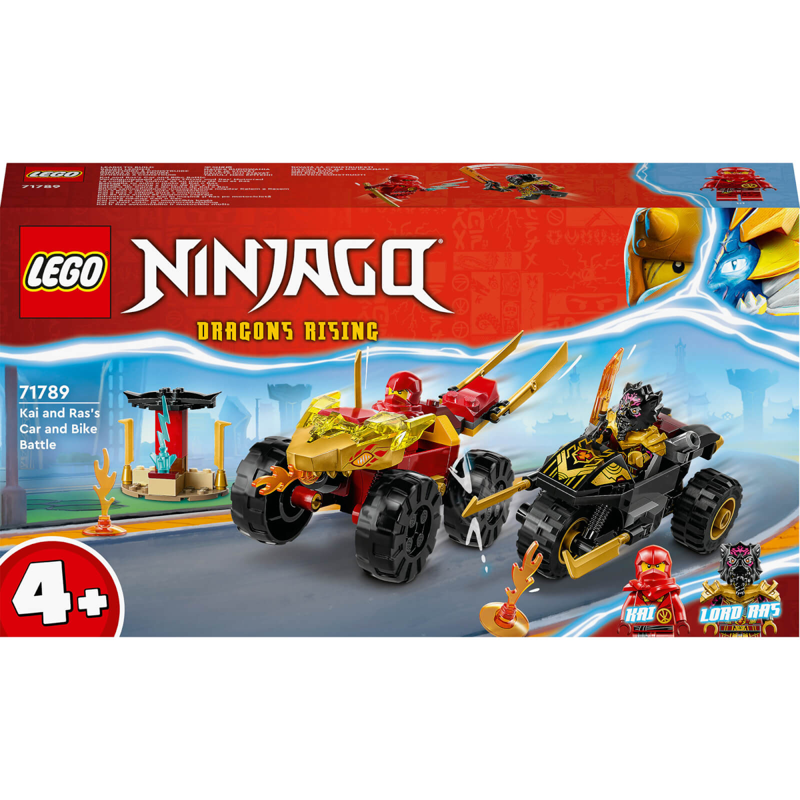 Image of 71789 LEGO® NINJAGO Chase with Kai Flitzer and Ras bike
