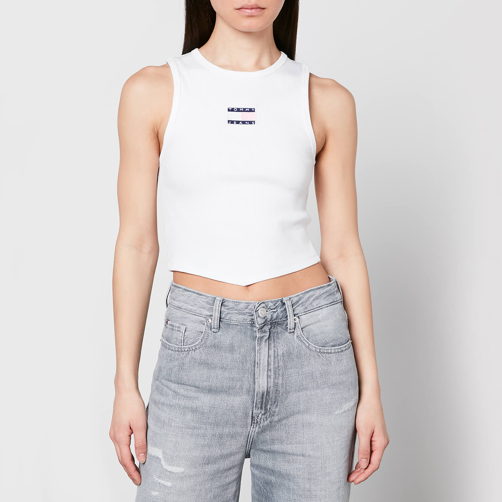 Tommy Jeans Logo-Applique Ribbed Cotton-Jersey Top