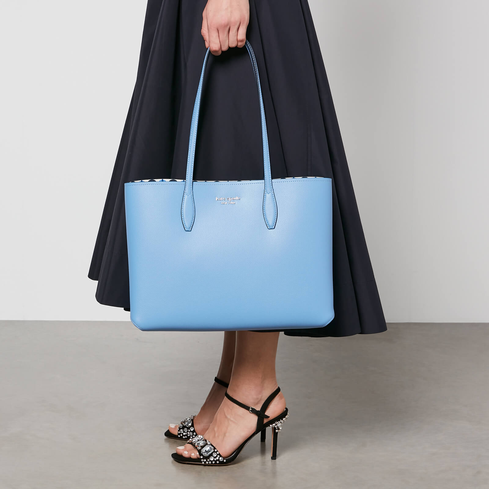 Kate Spade New York Women's All Day Patio Tile Pop Printed Crossgrain Leather Large Tote Bag - Kingfisher