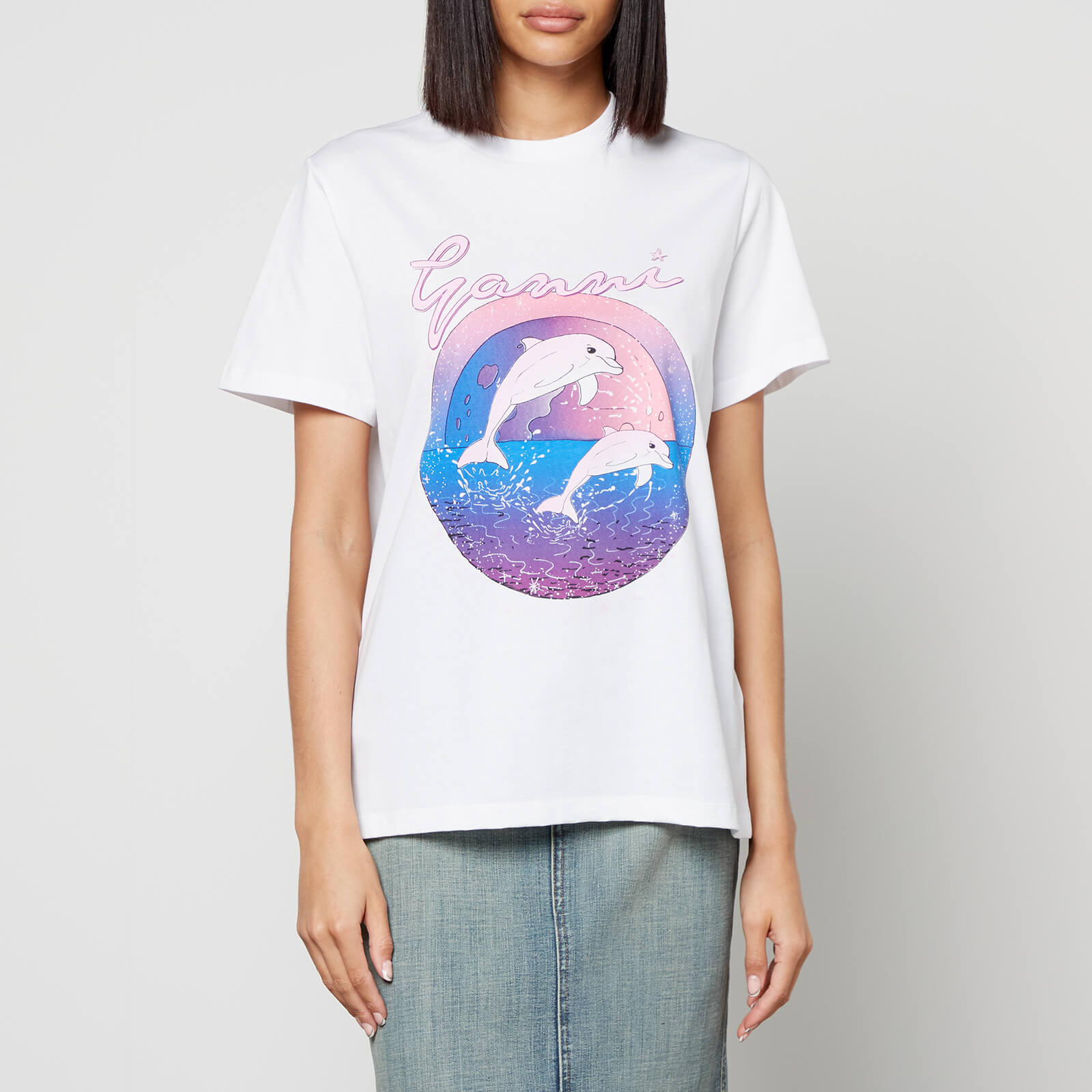 Ganni Future Printed Cotton-Jersey T-Shirt - XL