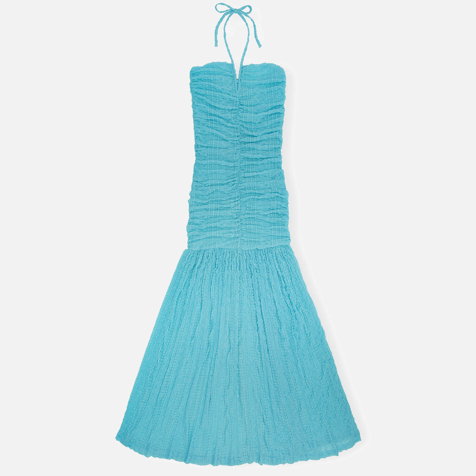 Ganni Women's Stretch Lace Halter Neck Dress - Blue Curacao - EU 40/UK 12