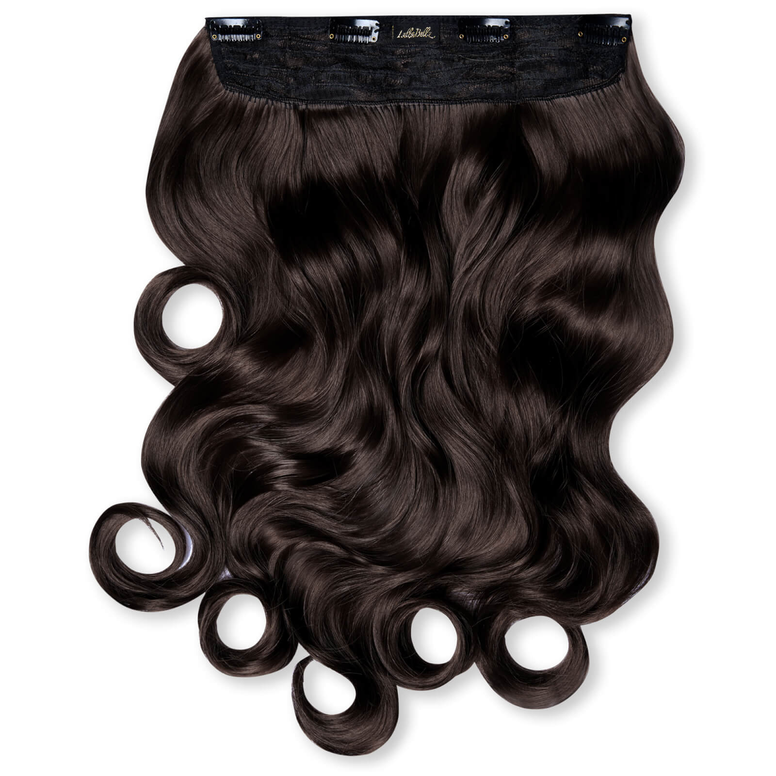 Image of LullaBellz Thick 20 1-Piece Curly Clip in Hair Extensions (Various Colours) - Dark Brown