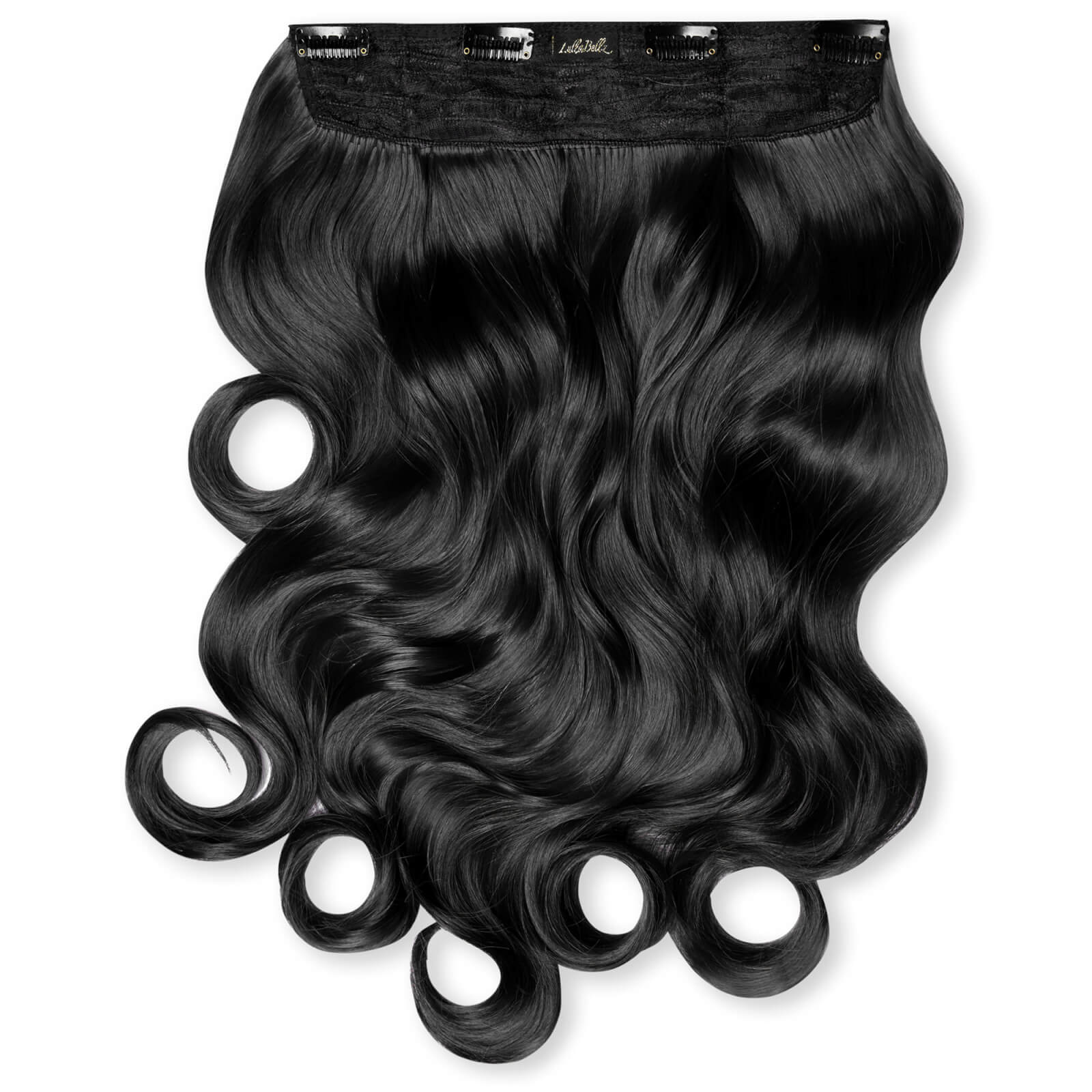 LullaBellz Thick 20 1-Piece Curly Clip in Hair Extensions (Various Colours) - Natural Black