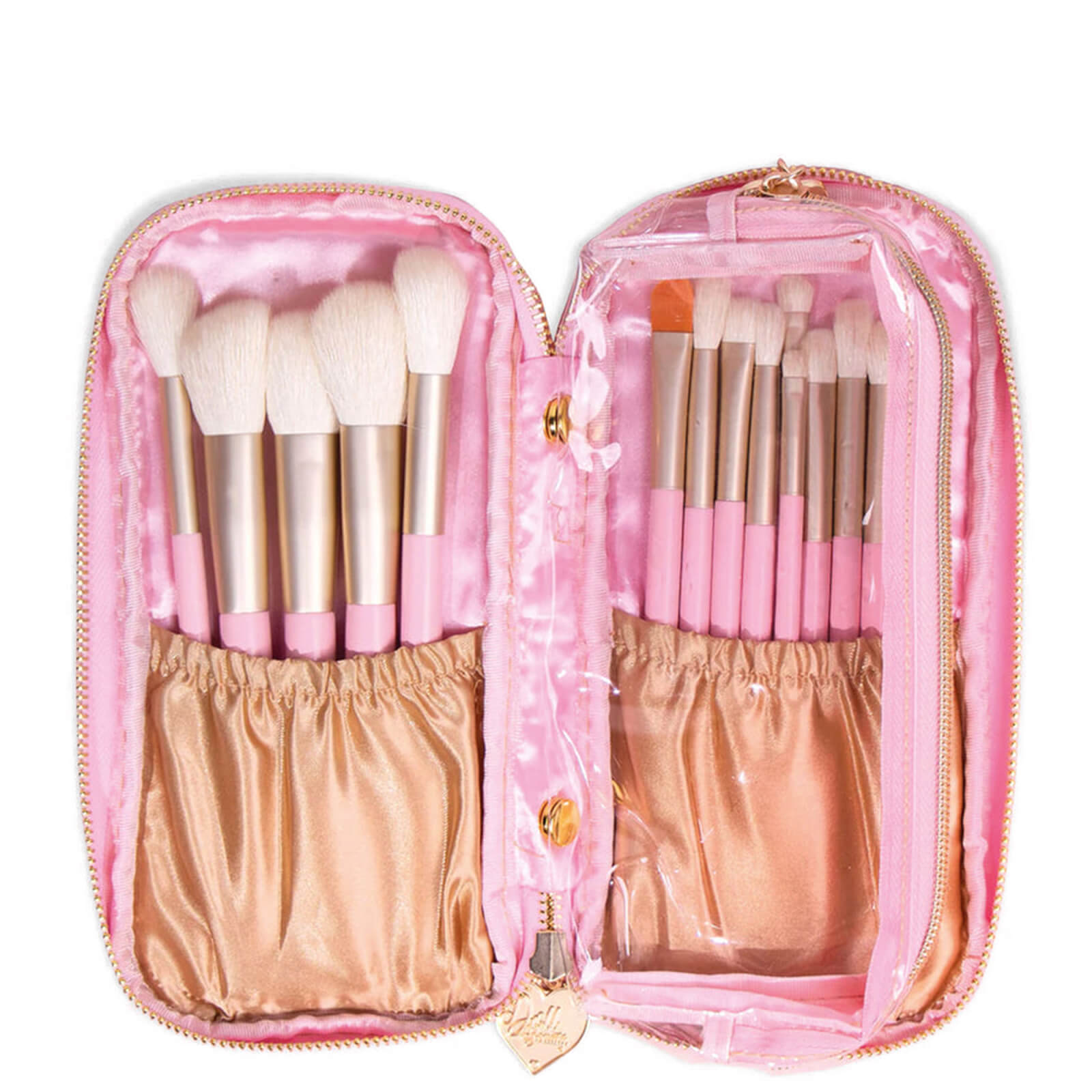 Doll Beauty 15 Piece Synthetic Goat Hair Brush Set In Pink