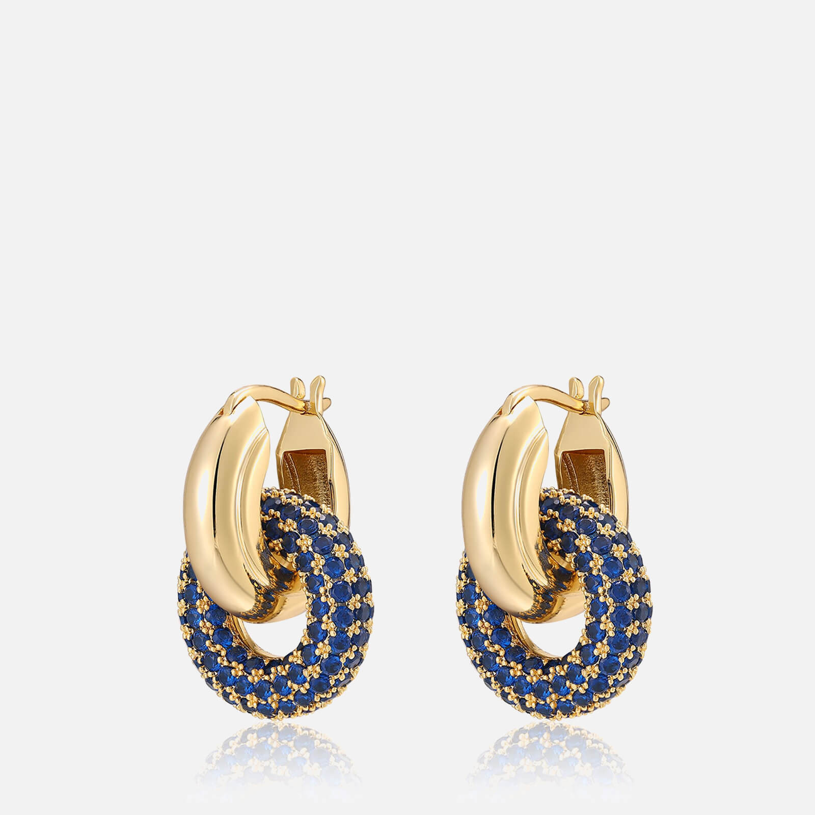 Luv AJ Women's Pavé Interlock Hoop Earrings - Blue Sapphire