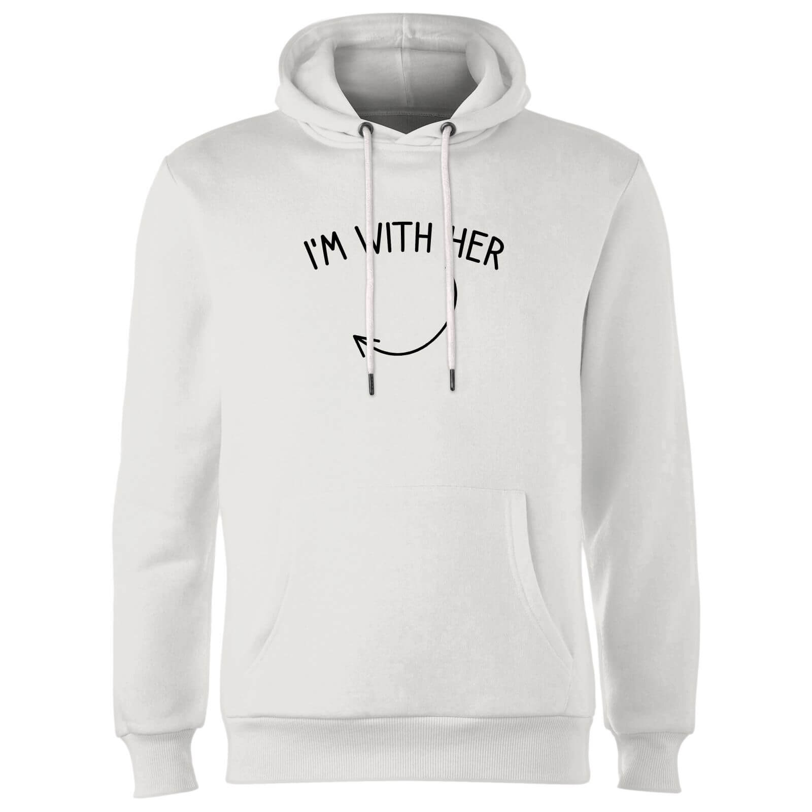 I'm With Her Right Pointer Hoodie - White - L - White