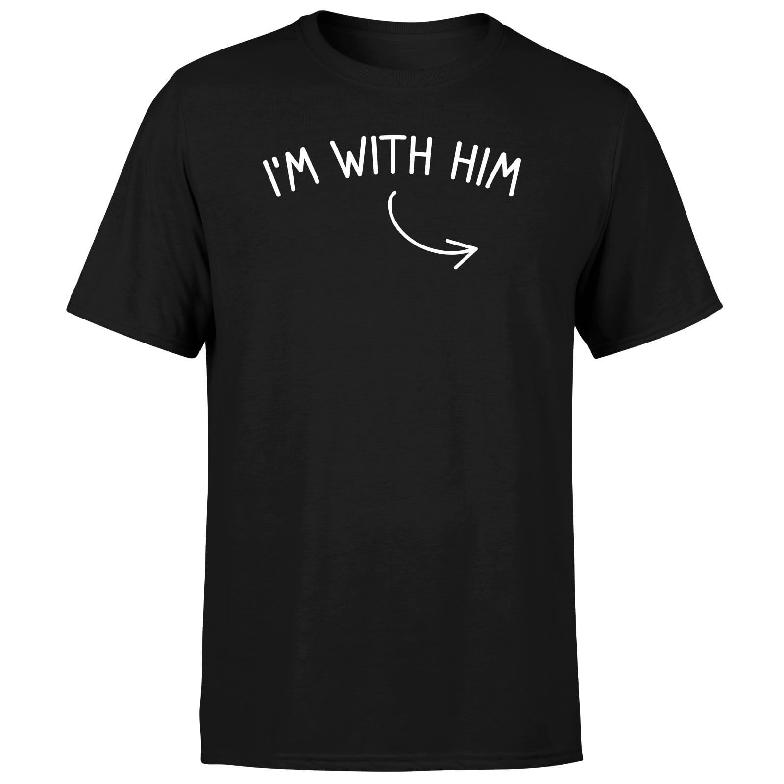 Couples I'm With Him Left Pointer Men's T-Shirt - Black - M - Black
